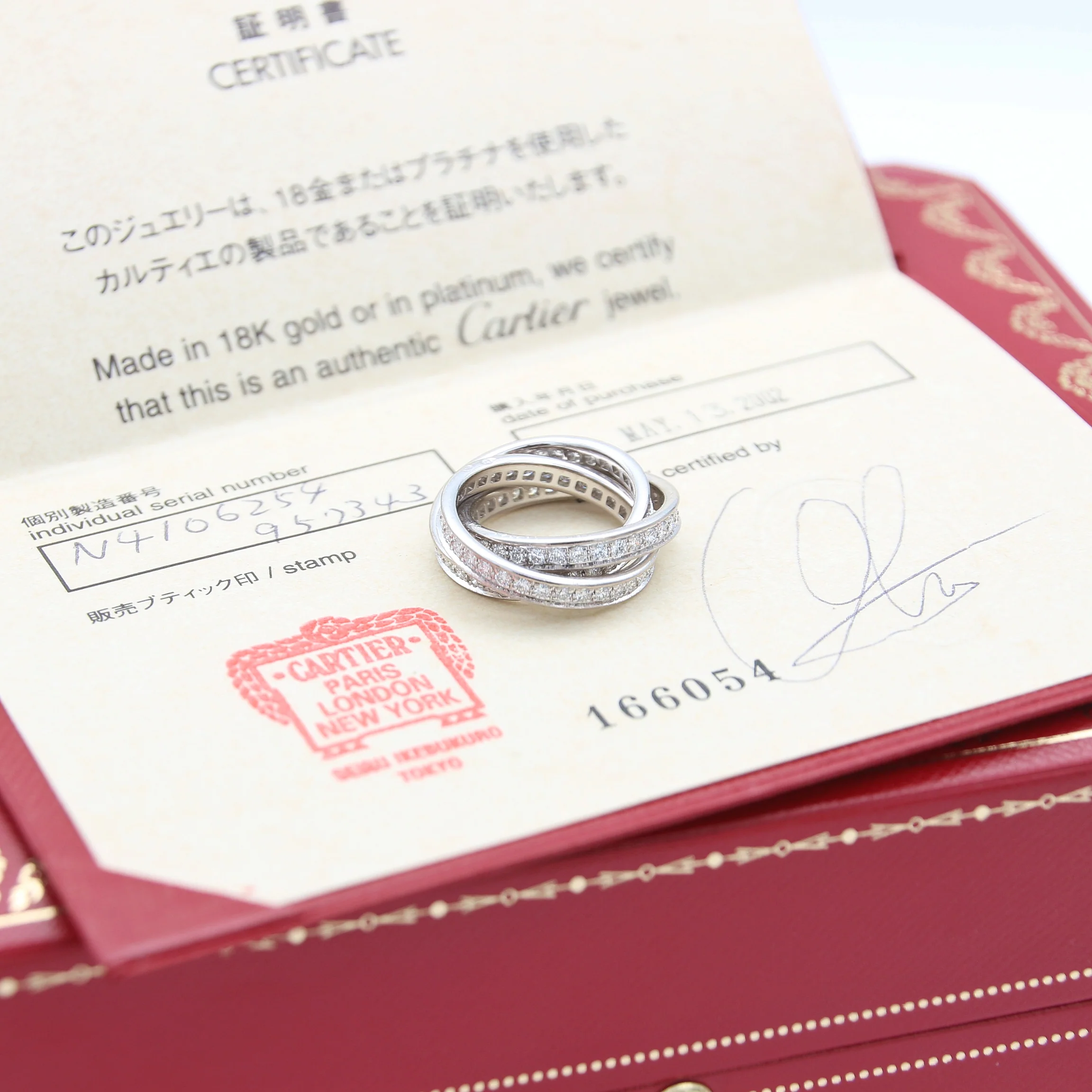 Cartier Three Bangles Diamond Rings - 750WG 10.1g - Size 54 - Image 3