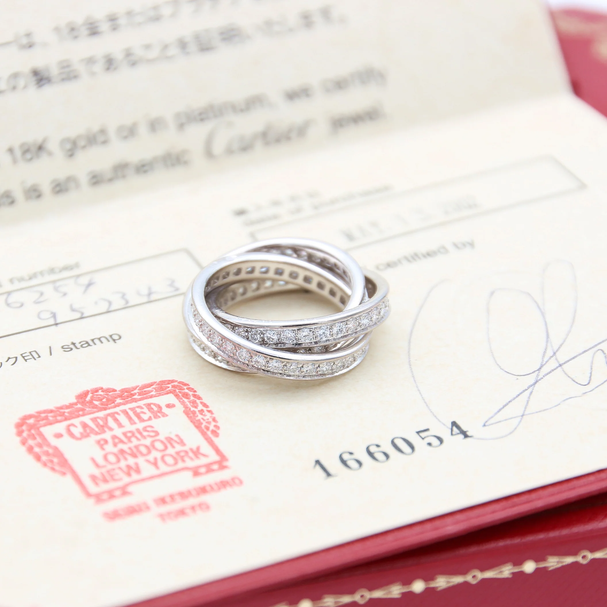 Cartier Three Bangles Diamond Rings - 750WG 10.1g - Size 54 - Image 4