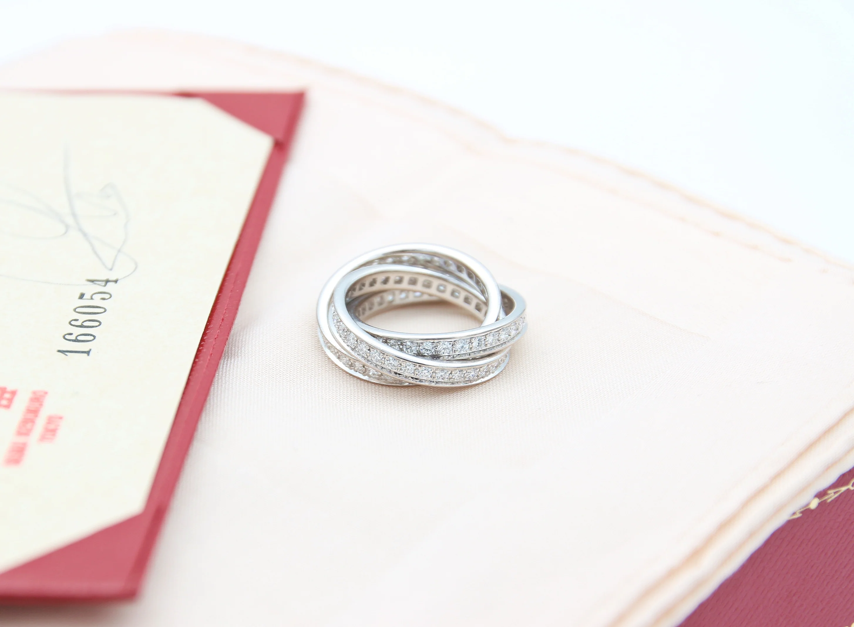 Cartier Three Bangles Diamond Rings - 750WG 10.1g - Size 54 - Image 5