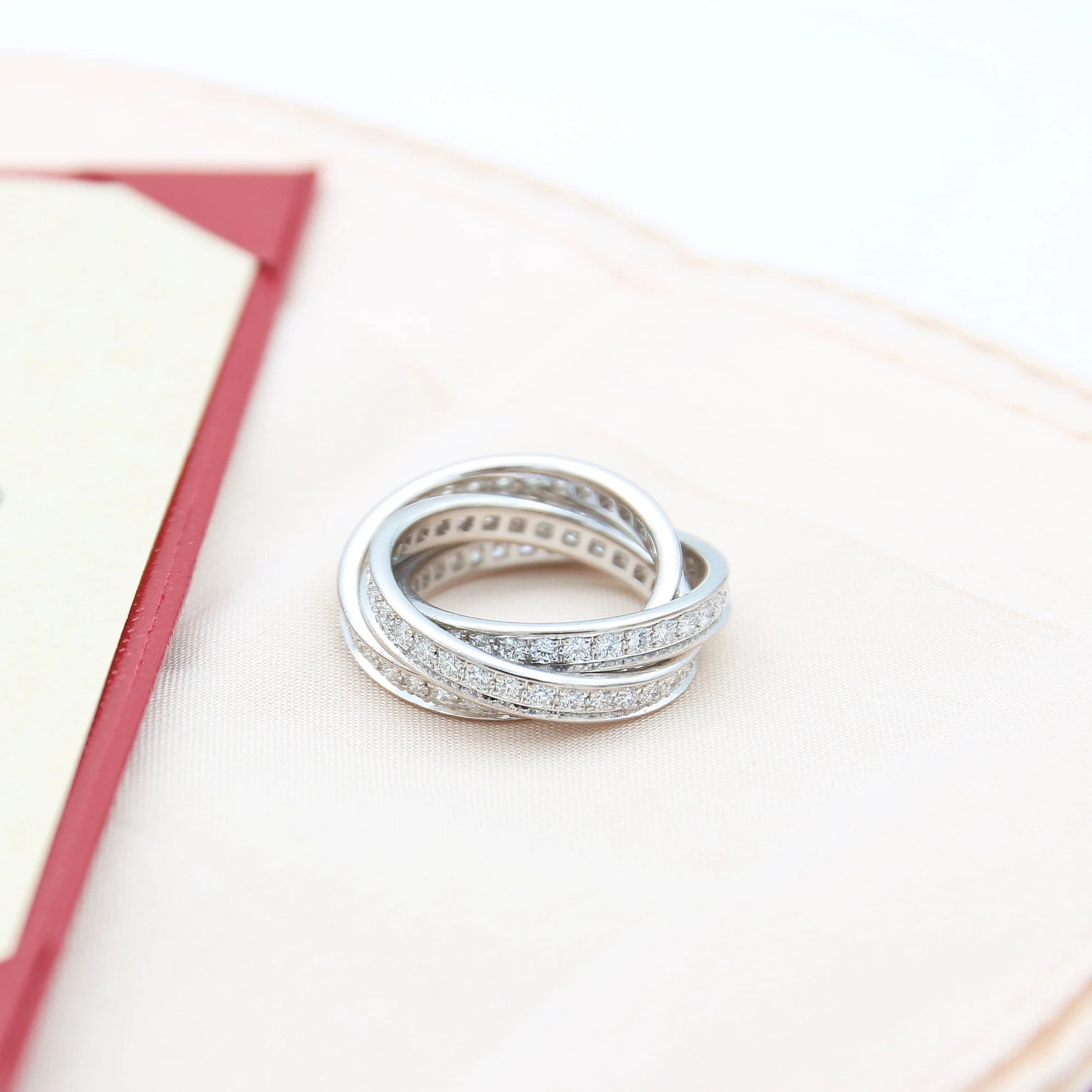 Cartier Three Bangles Diamond Rings - 750WG 10.1g - Size 54 - Image 6