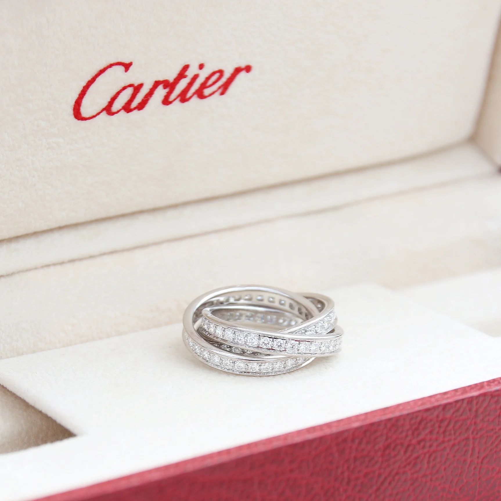 Cartier Three Bangles Diamond Rings - 750WG 10.1g - Size 54 - Image 8