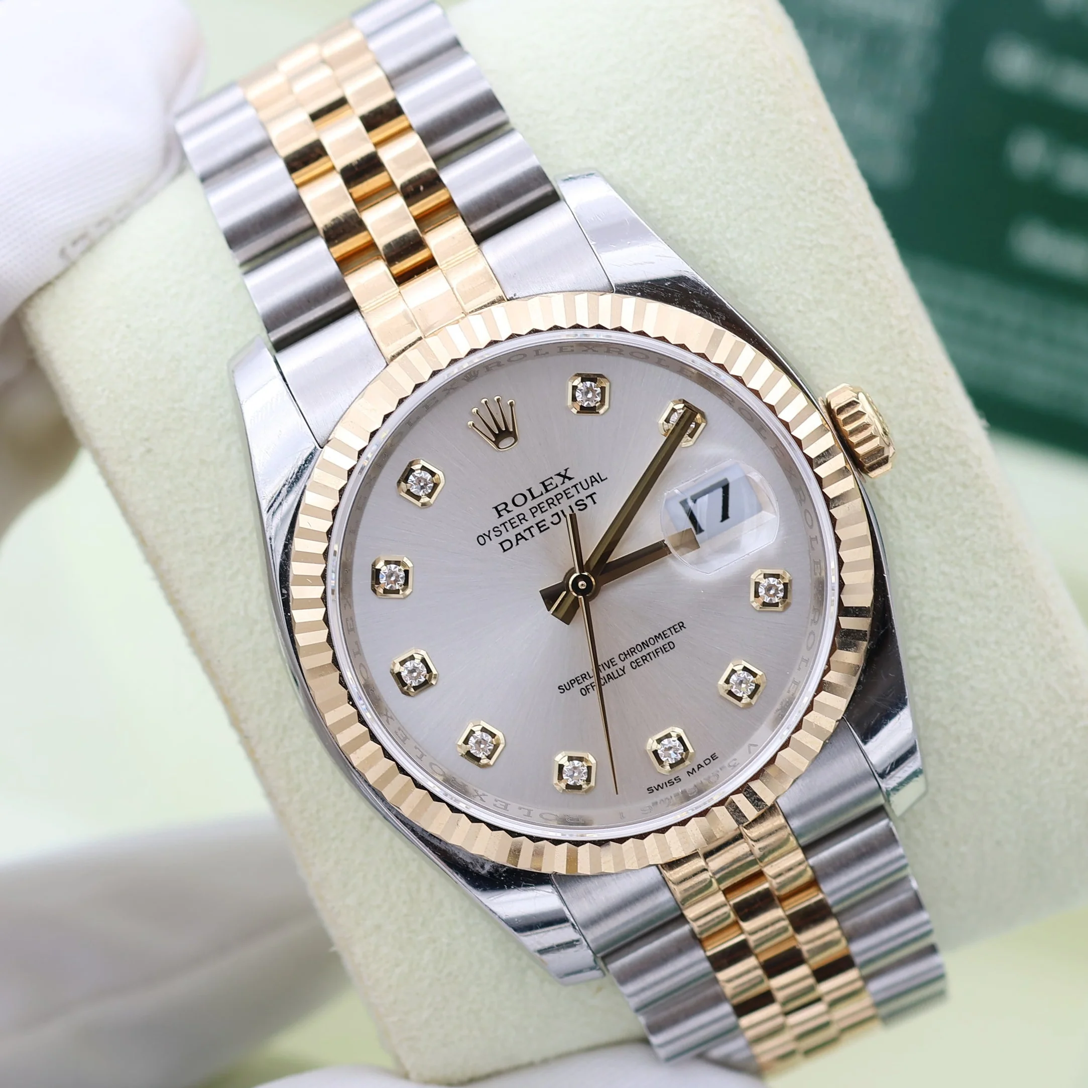 Rolex Datejust ref. 116233 Silver Dial with Diamonds - Full Set