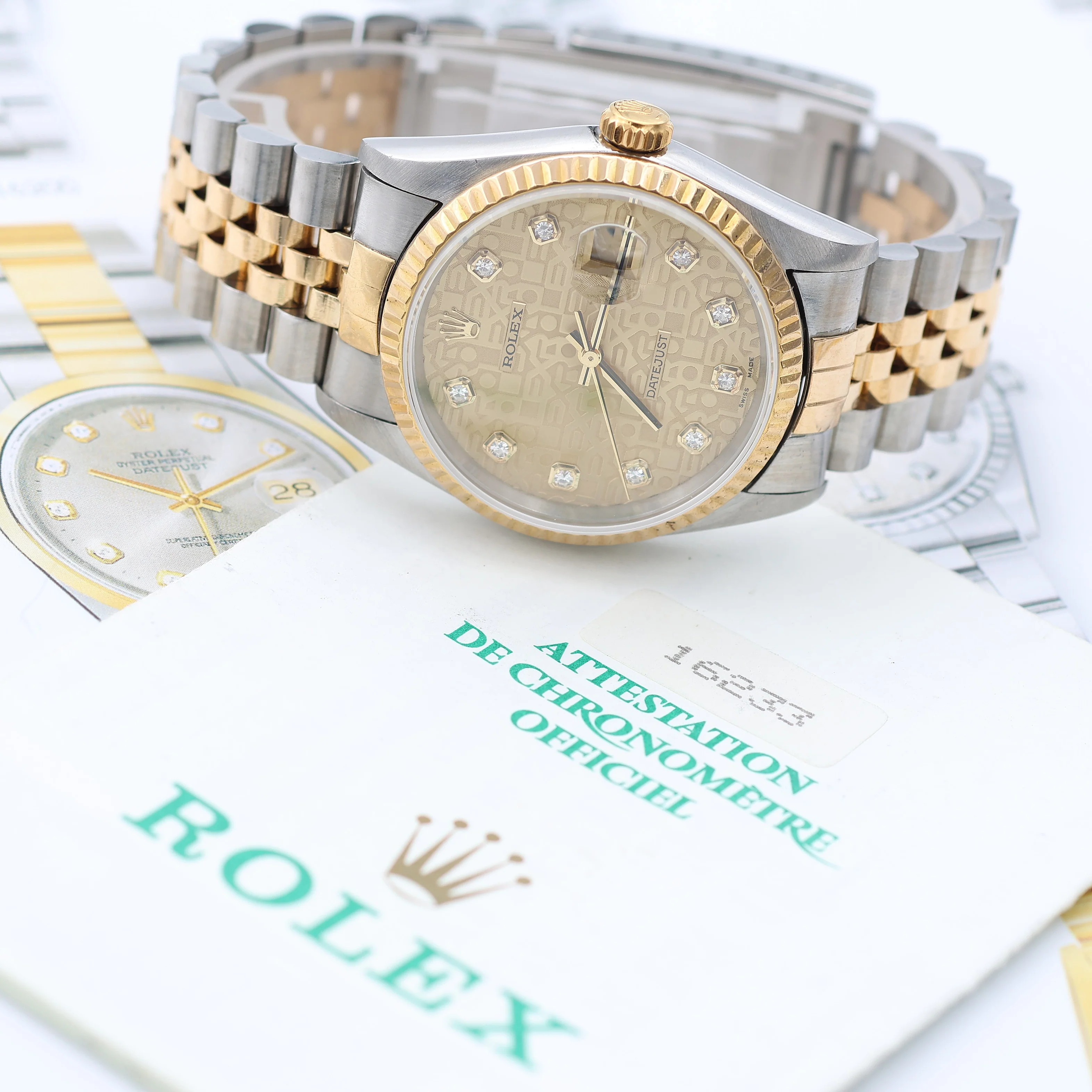 Datejust ref. 16233 - Champagne Computer Diamonds (Big) Dial Jubilee Bracelet - Full Set - Image 6