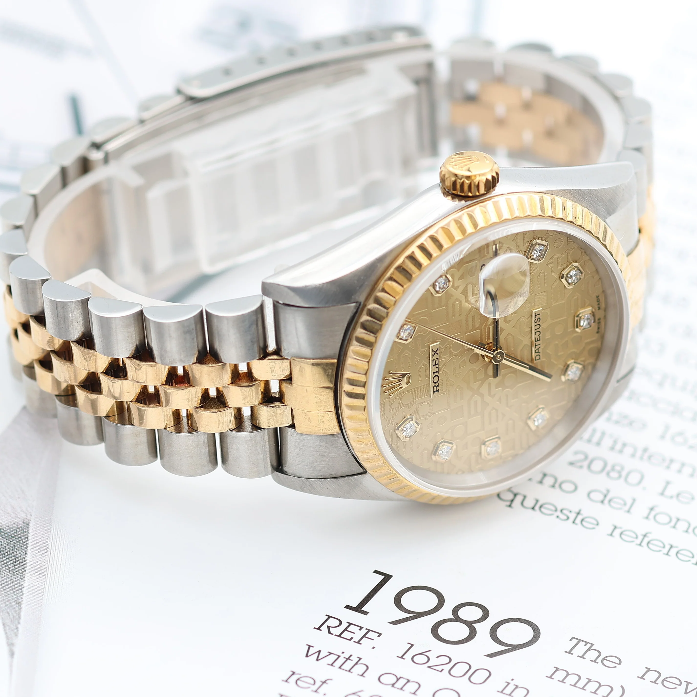Datejust ref. 16233 - Champagne Computer Diamonds (Big) Dial Jubilee Bracelet - Full Set - Image 7