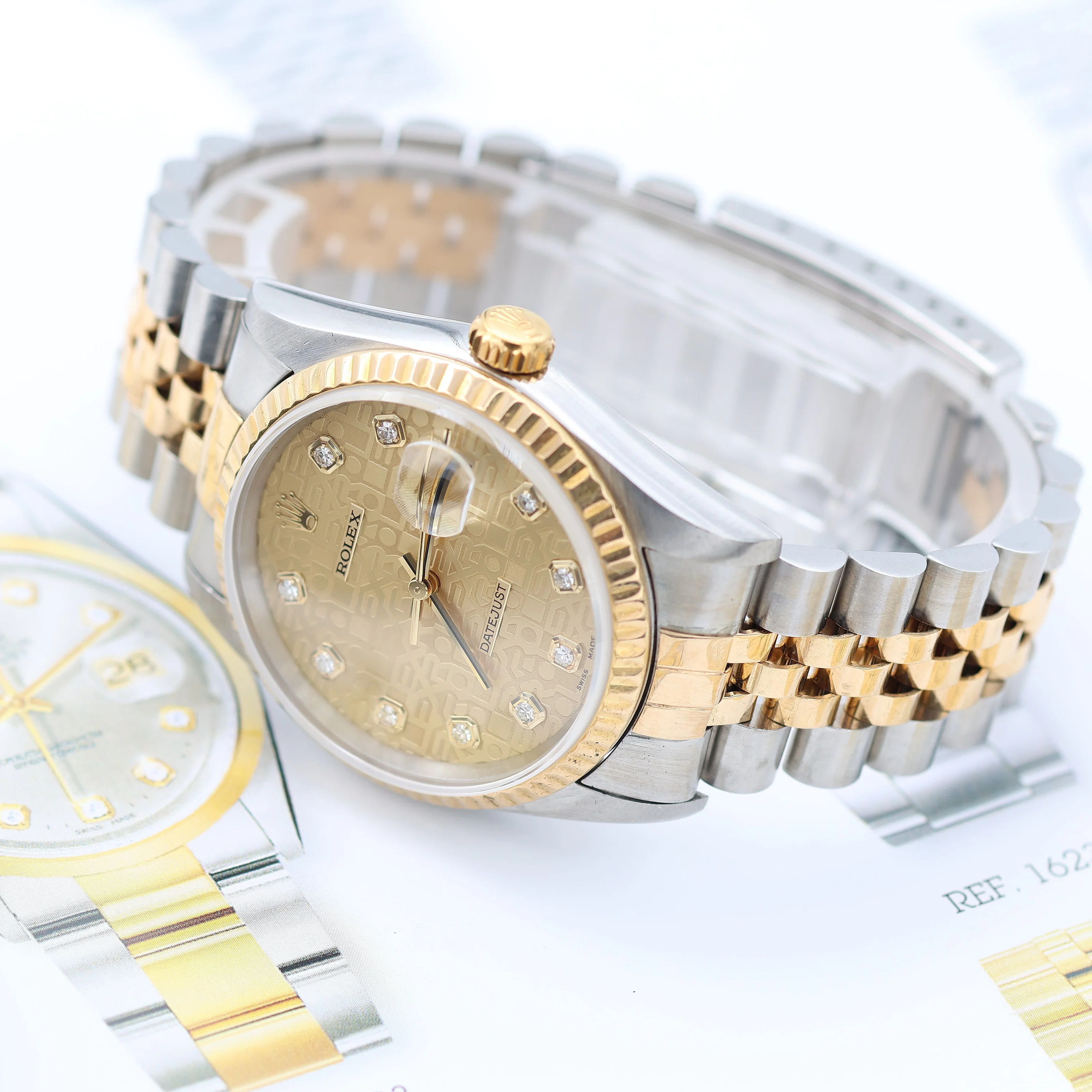Datejust ref. 16233 - Champagne Computer Diamonds (Big) Dial Jubilee Bracelet - Full Set - Image 8
