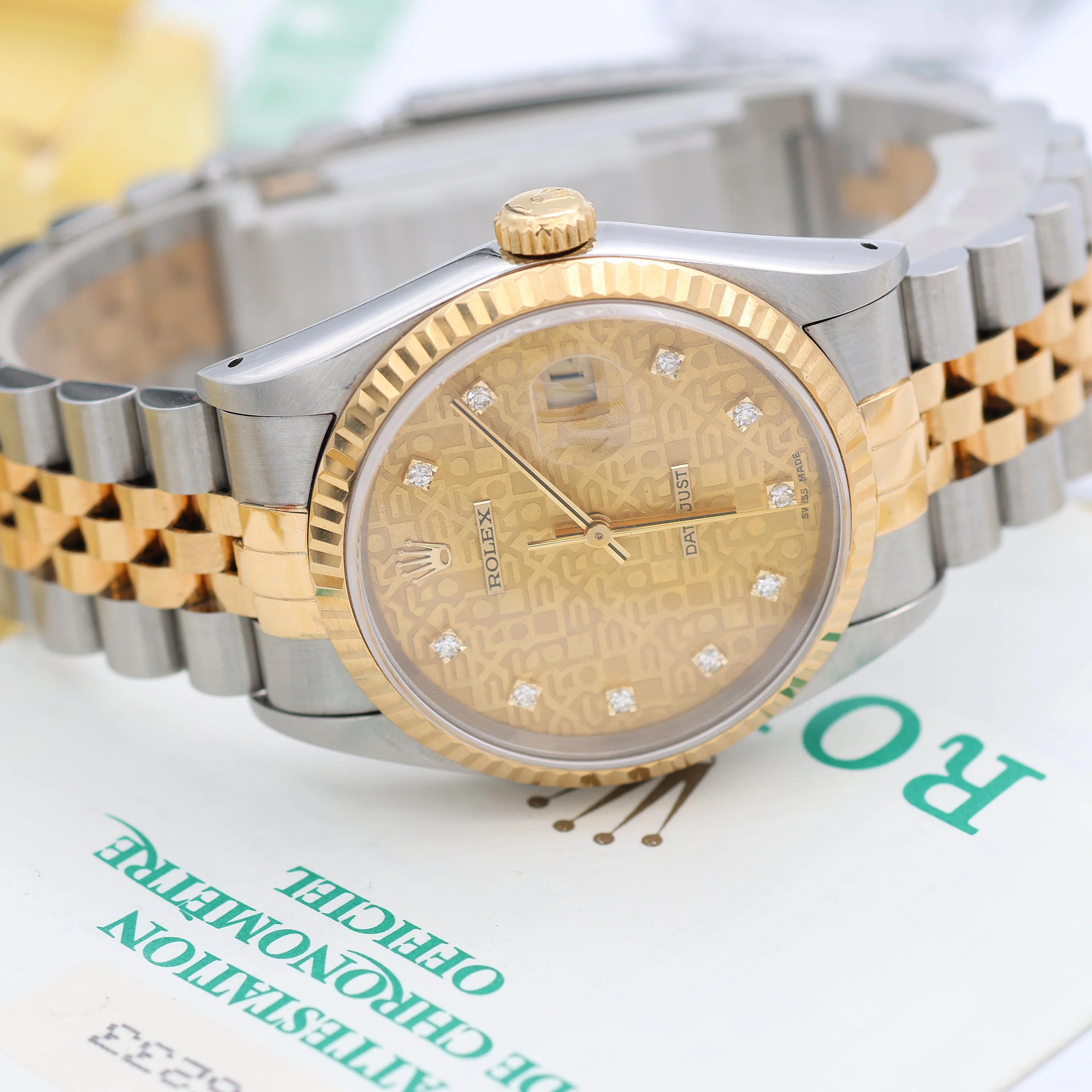 Datejust ref. 16233 - Champagne Millennary Diamonds Dial Jubilee Bracelet - Full Set - Image 9