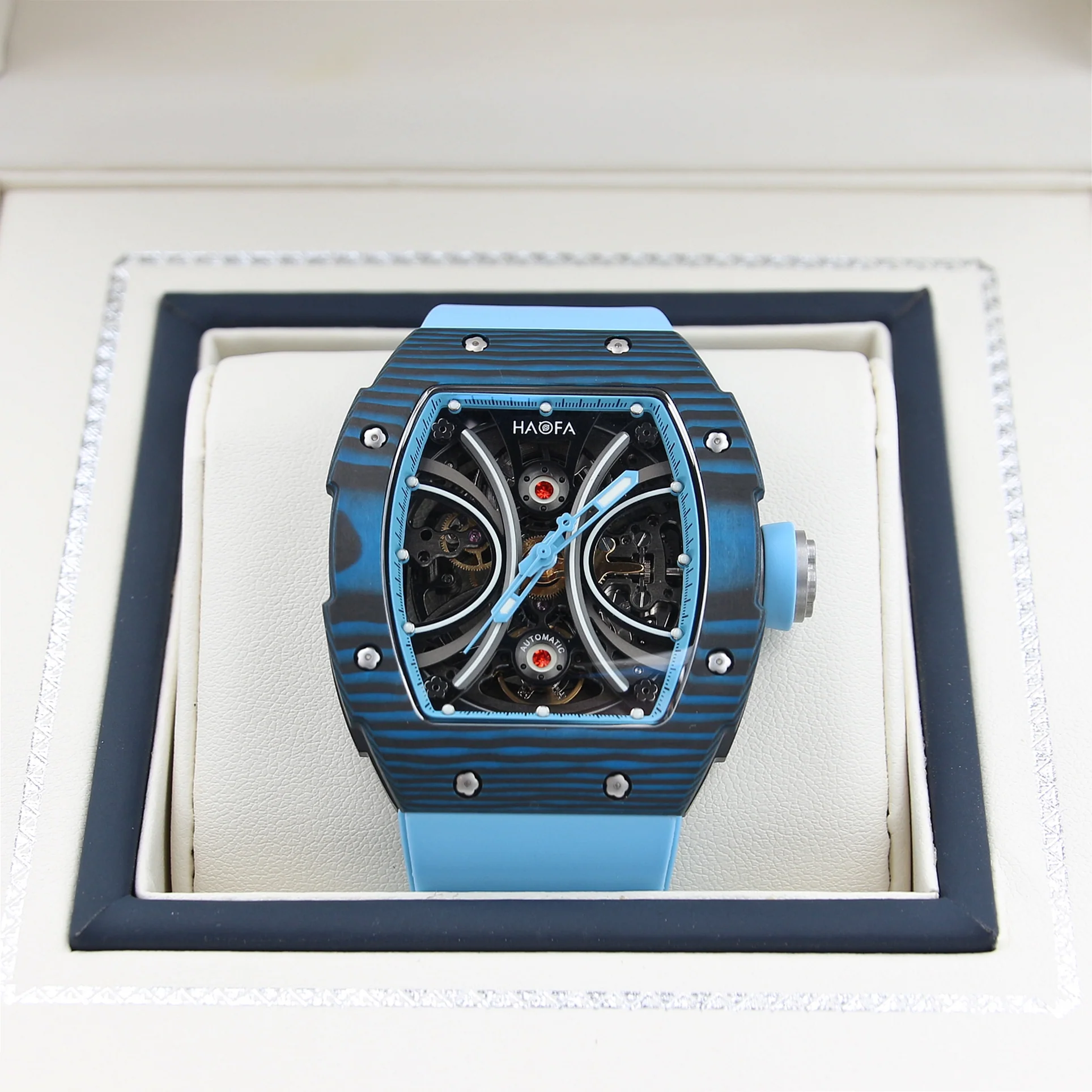 HAOFA ref. 1909 Blue - Carbon TPT Skeleton Automatic Watch - Image 2
