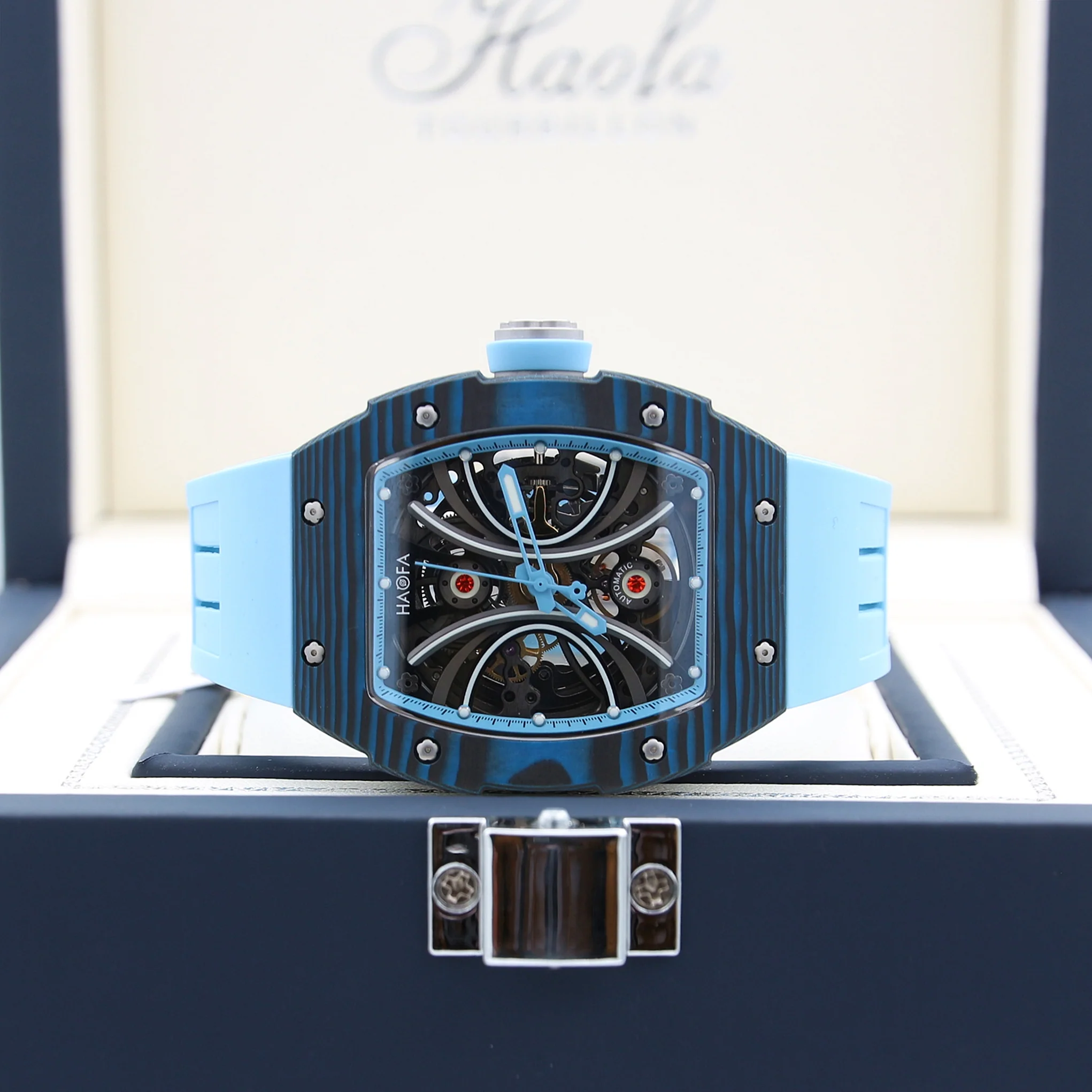 HAOFA ref. 1909 Blue - Carbon TPT Skeleton Automatic Watch - Image 7