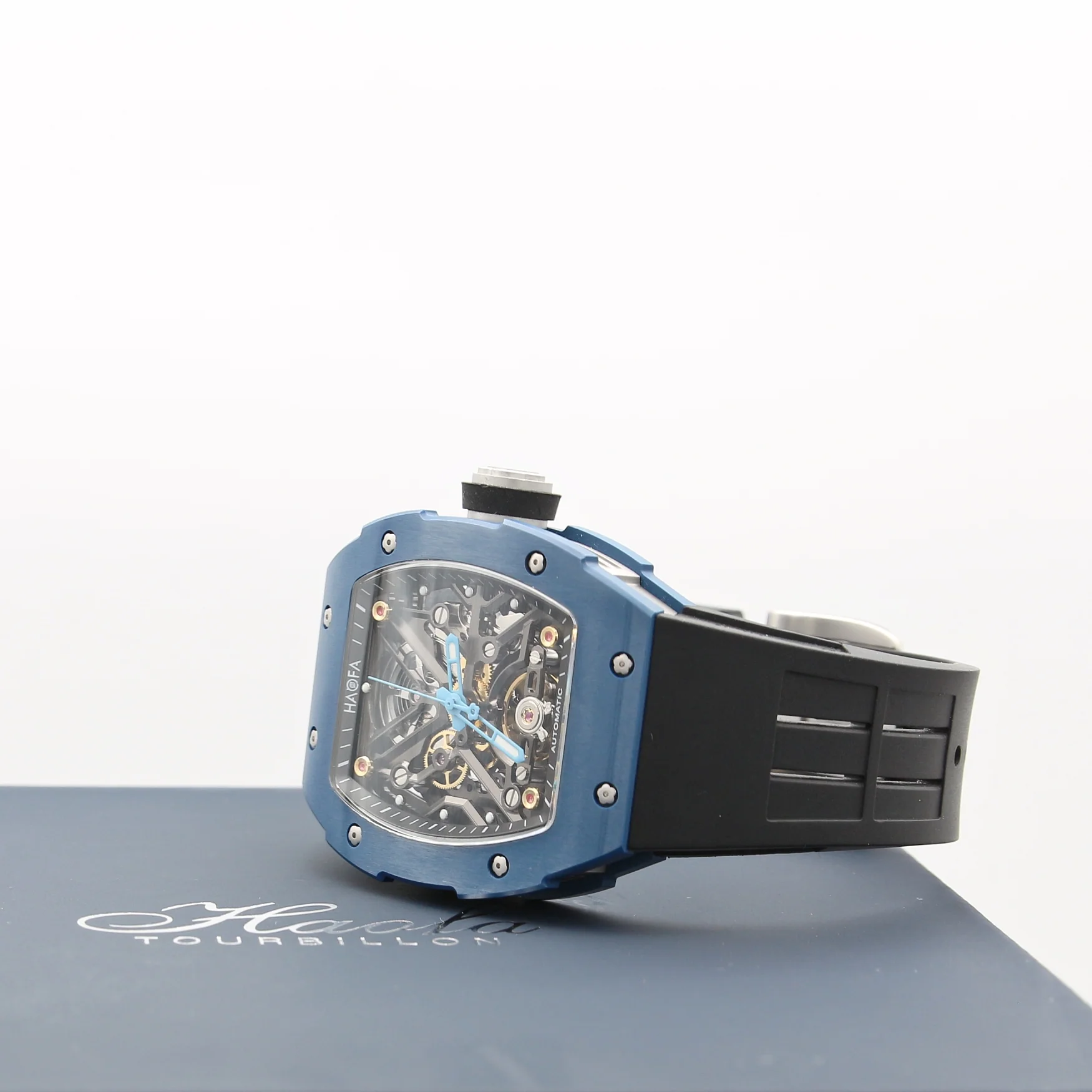 Haofa ref. 1988 Black/Blue - Ceramic Skeleton Mechanical Watch - Image 7