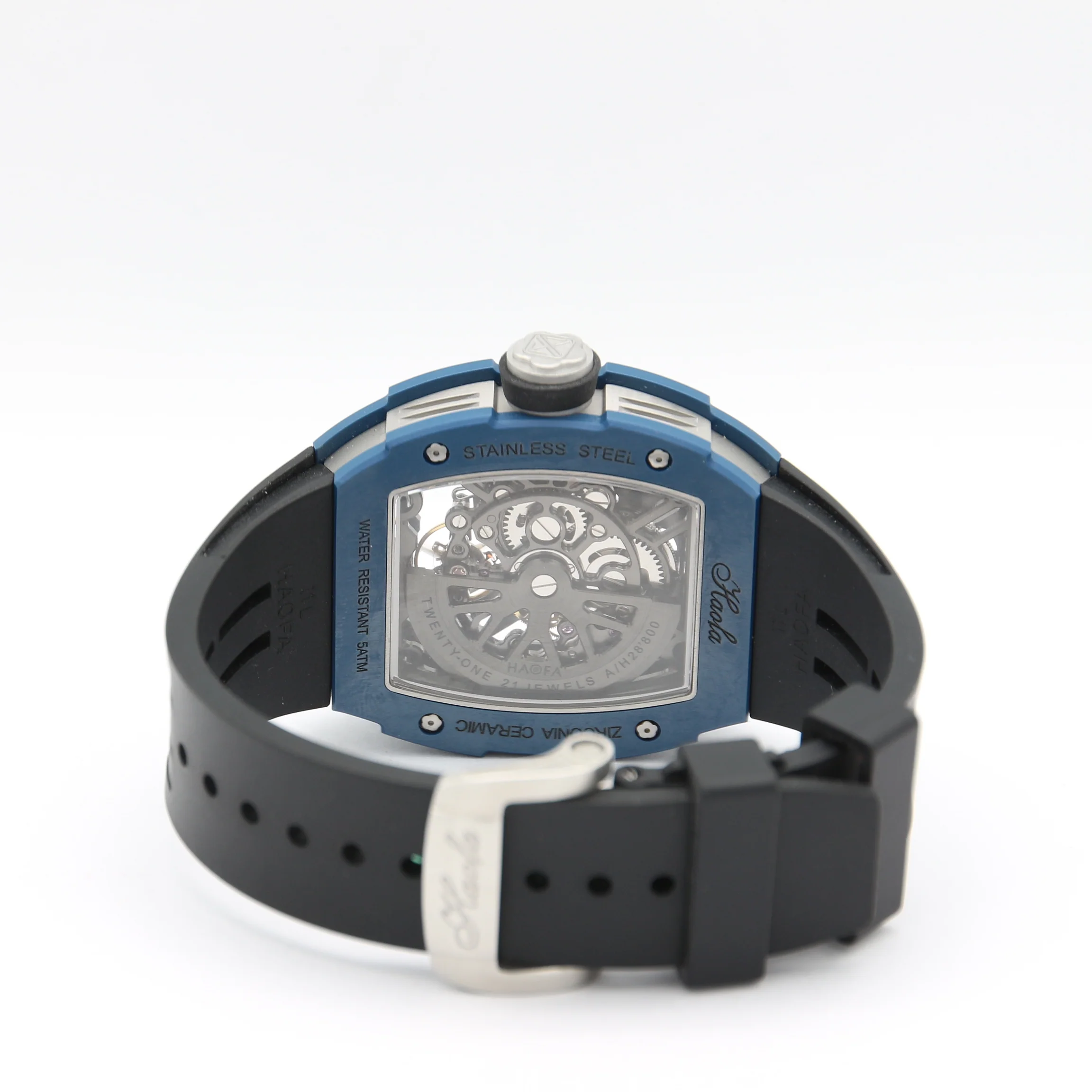 Haofa ref. 1988 Black/Blue - Ceramic Skeleton Mechanical Watch - Image 9