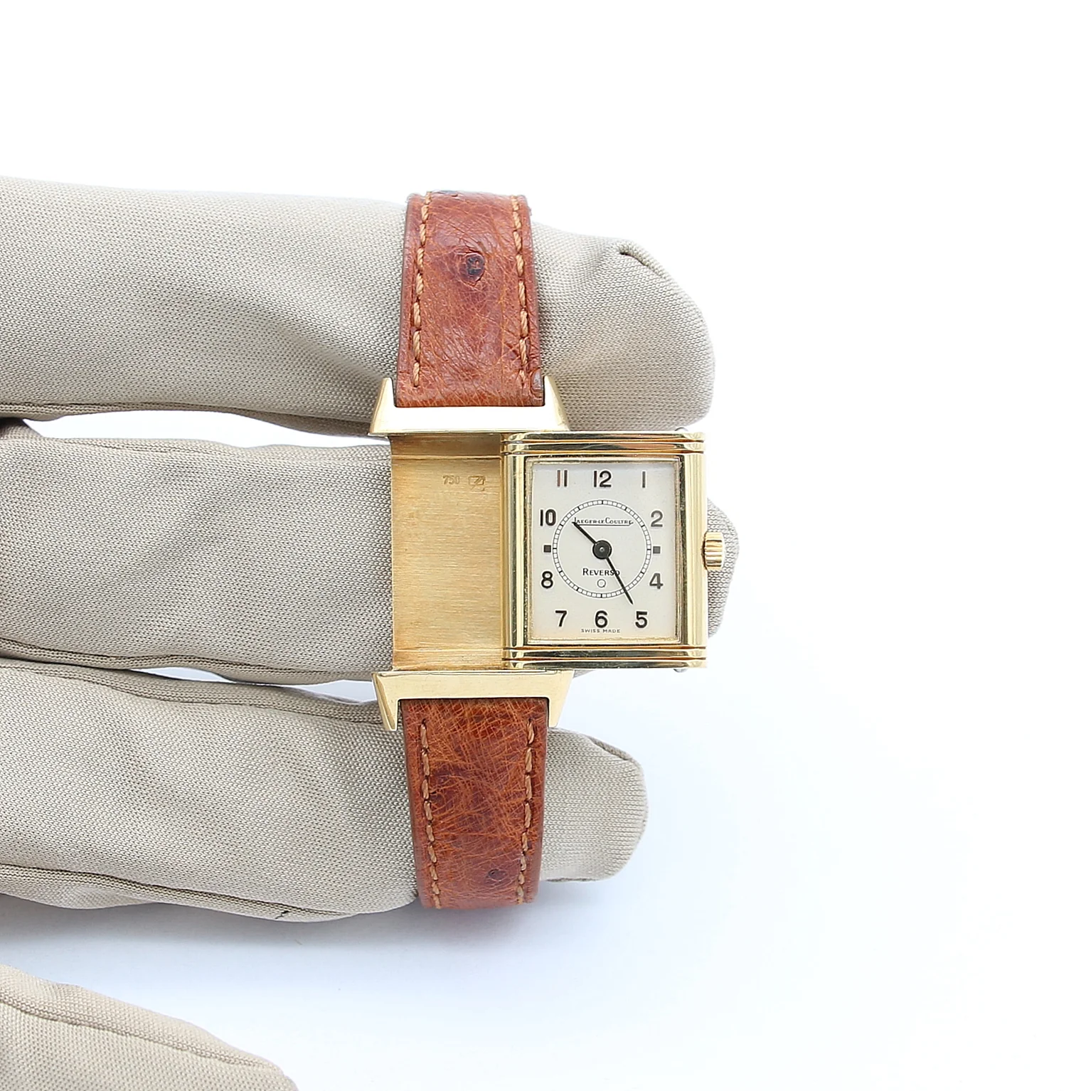 Jaeger Le-Coultre Reverso Lady 18k Gold Quarz Ref. 260.1.08 Leather Strap - Image 4