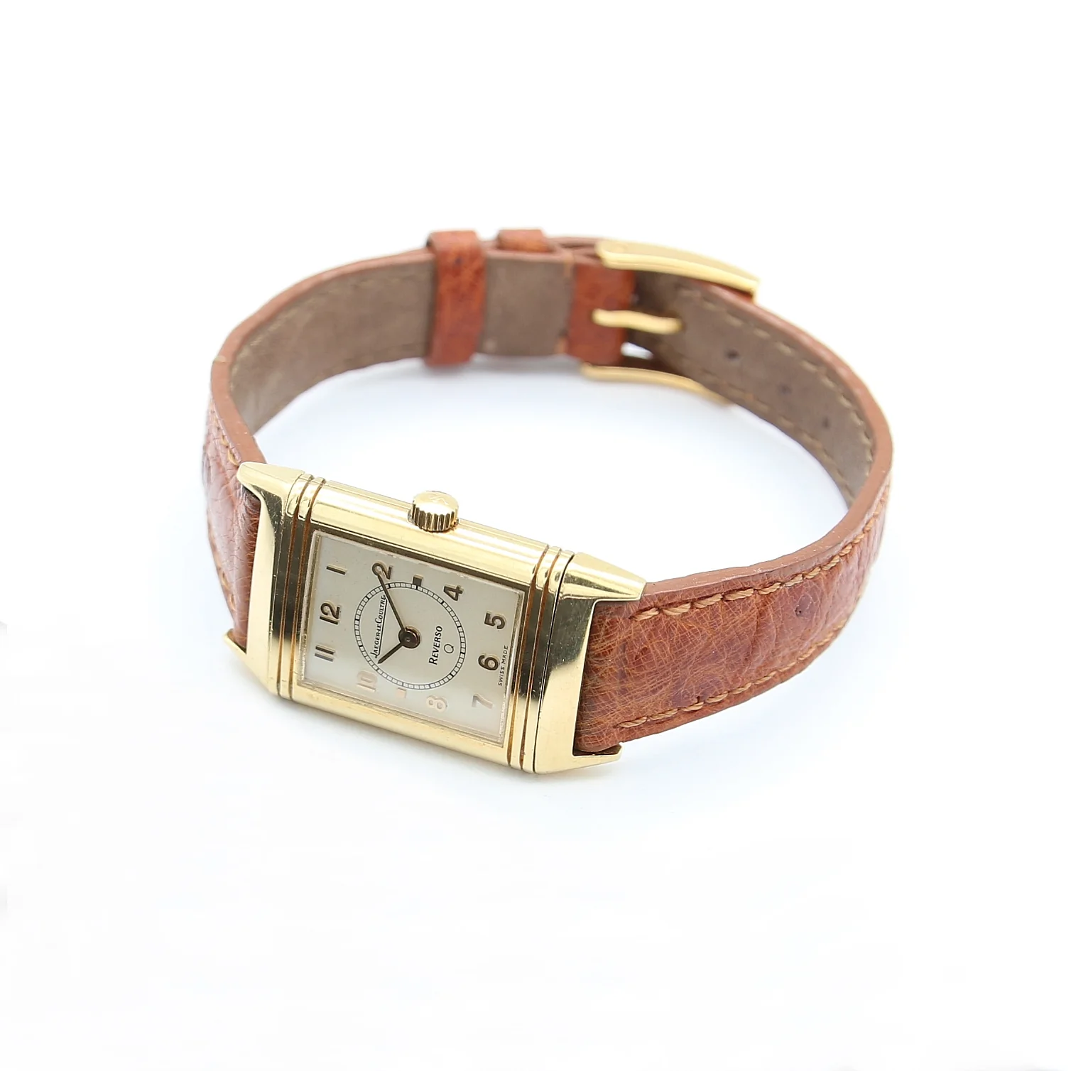 Jaeger Le-Coultre Reverso Lady 18k Gold Quarz Ref. 260.1.08 Leather Strap - Image 7