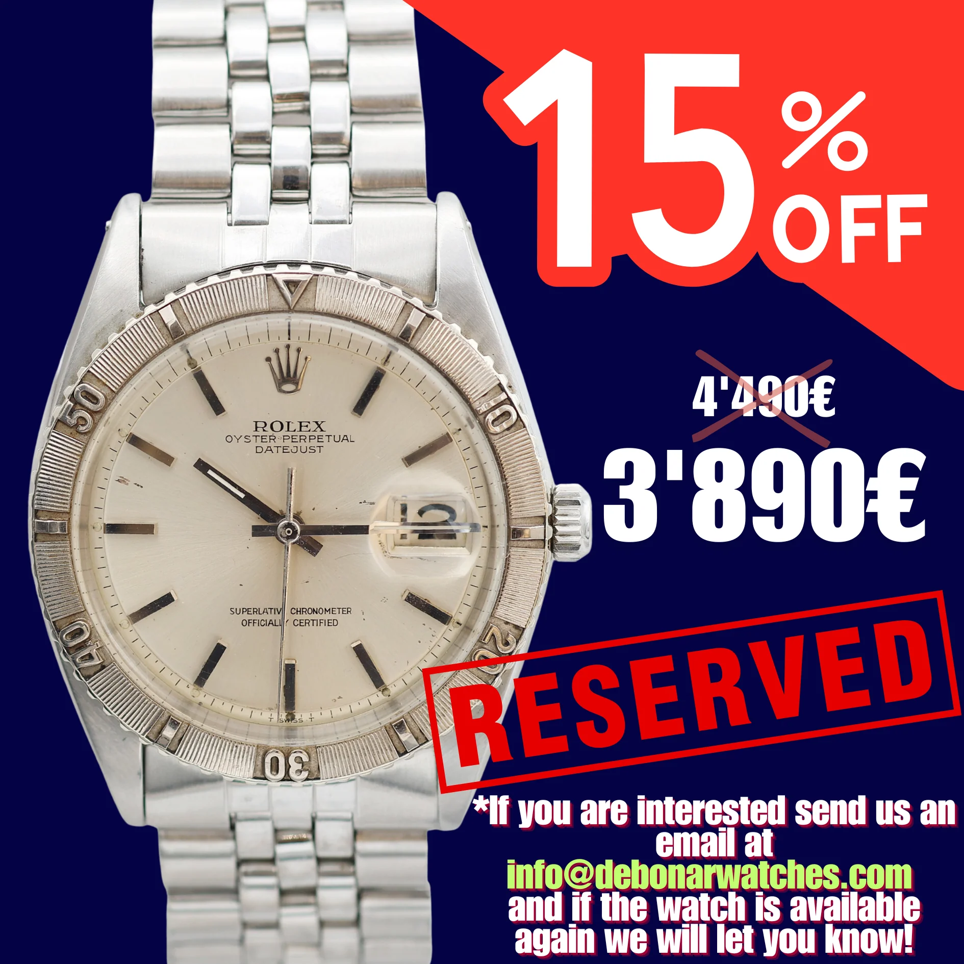 ON SALE: Rolex Datejust Turn-O-Graph ref. 1625 Silver Dial - Jubilee Bracelet