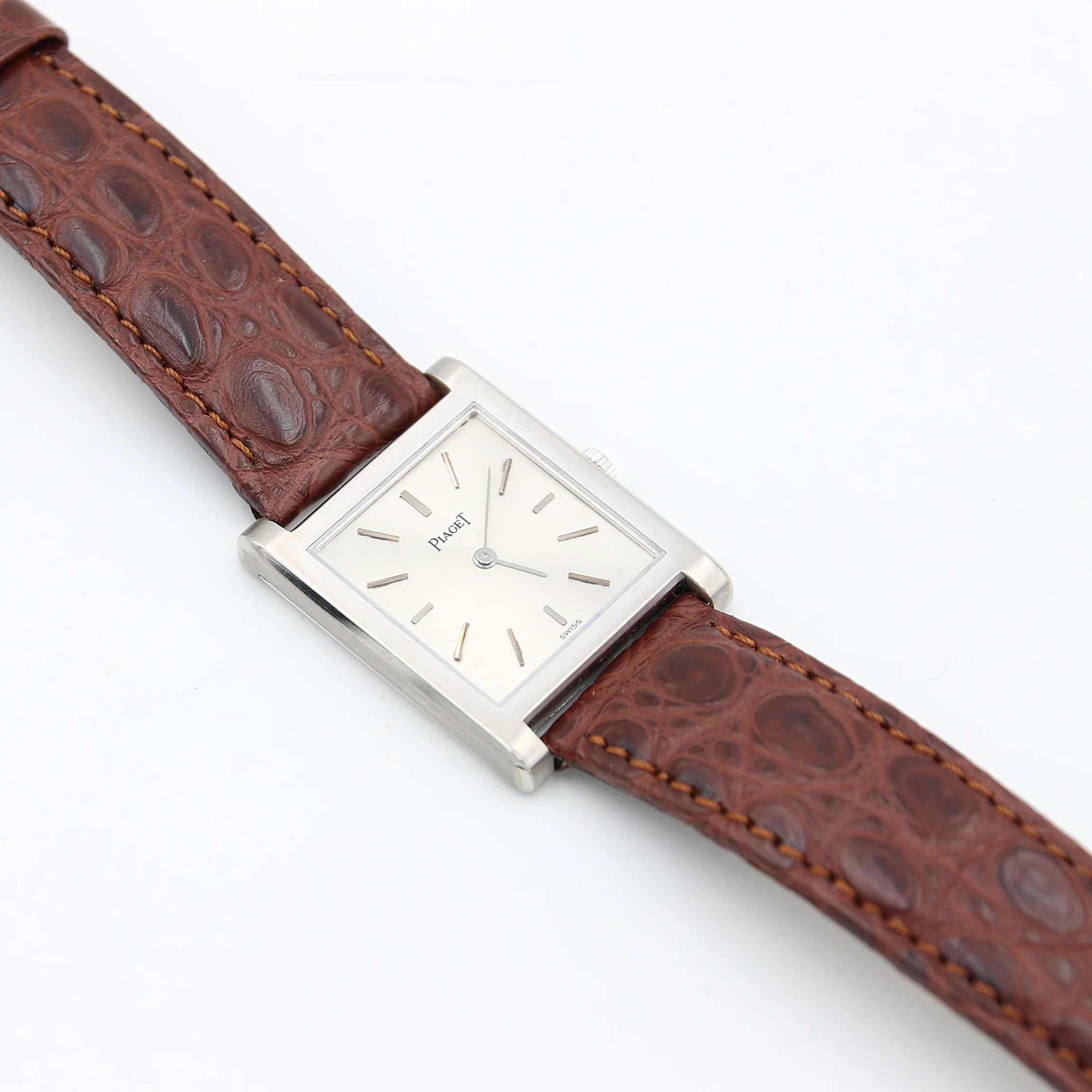 Piaget Tank ref. 908 18K White Gold Leather Strap - Image 3