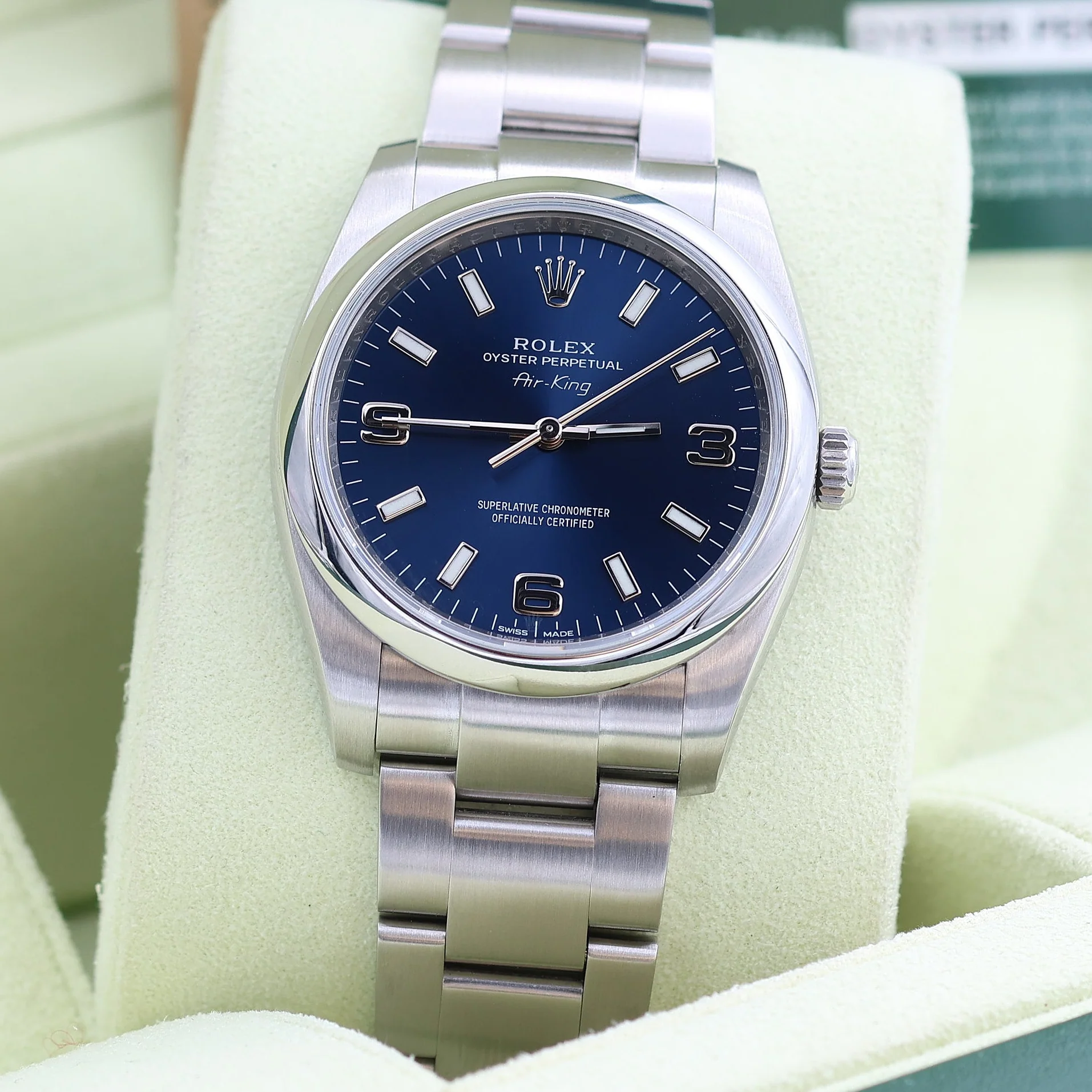 Rolex Oyster Perpetual Airking ref. 114200 Dial Blue 3-6-9 - Full Set - Image 2