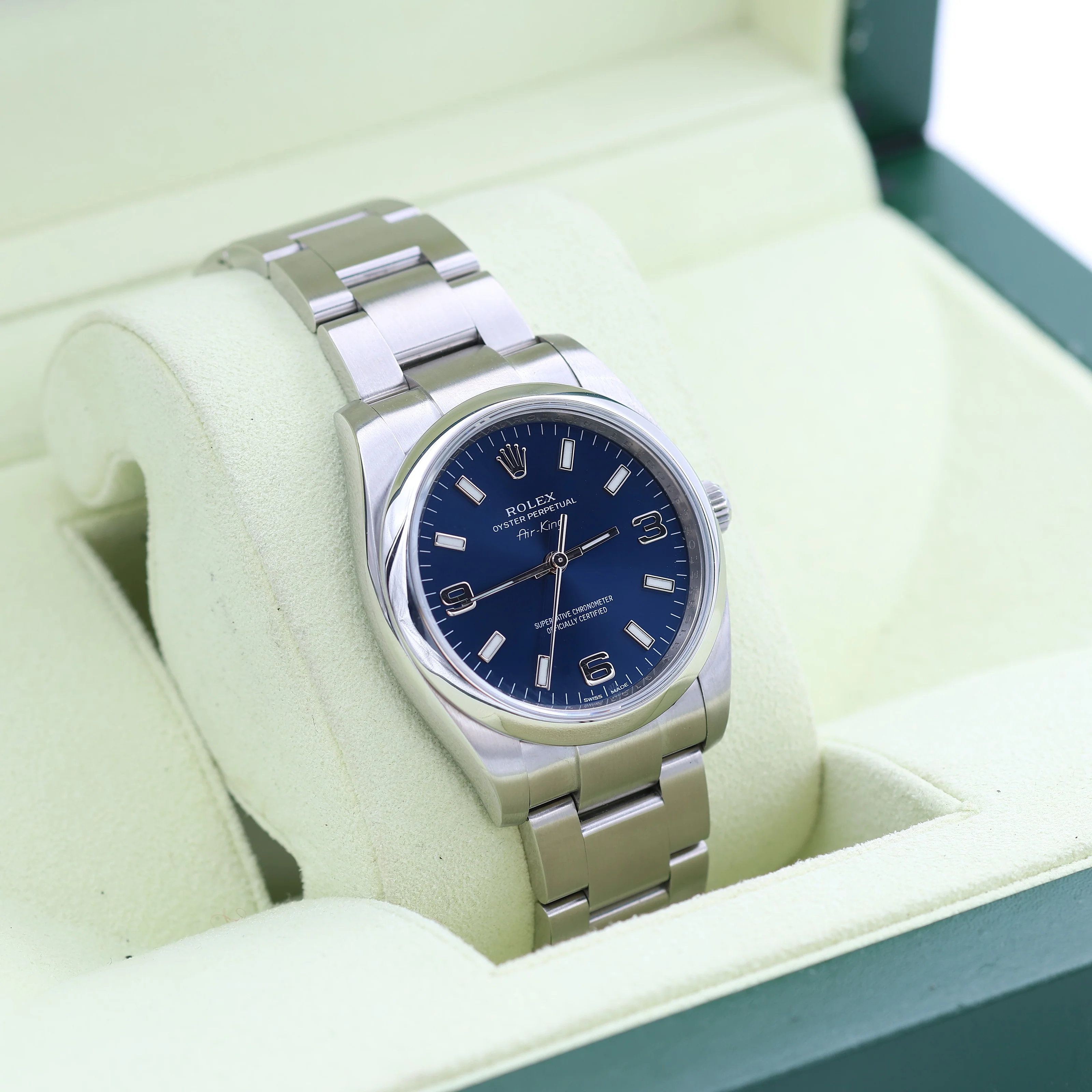 Rolex Oyster Perpetual Airking ref. 114200 Dial Blue 3-6-9 - Full Set - Image 3