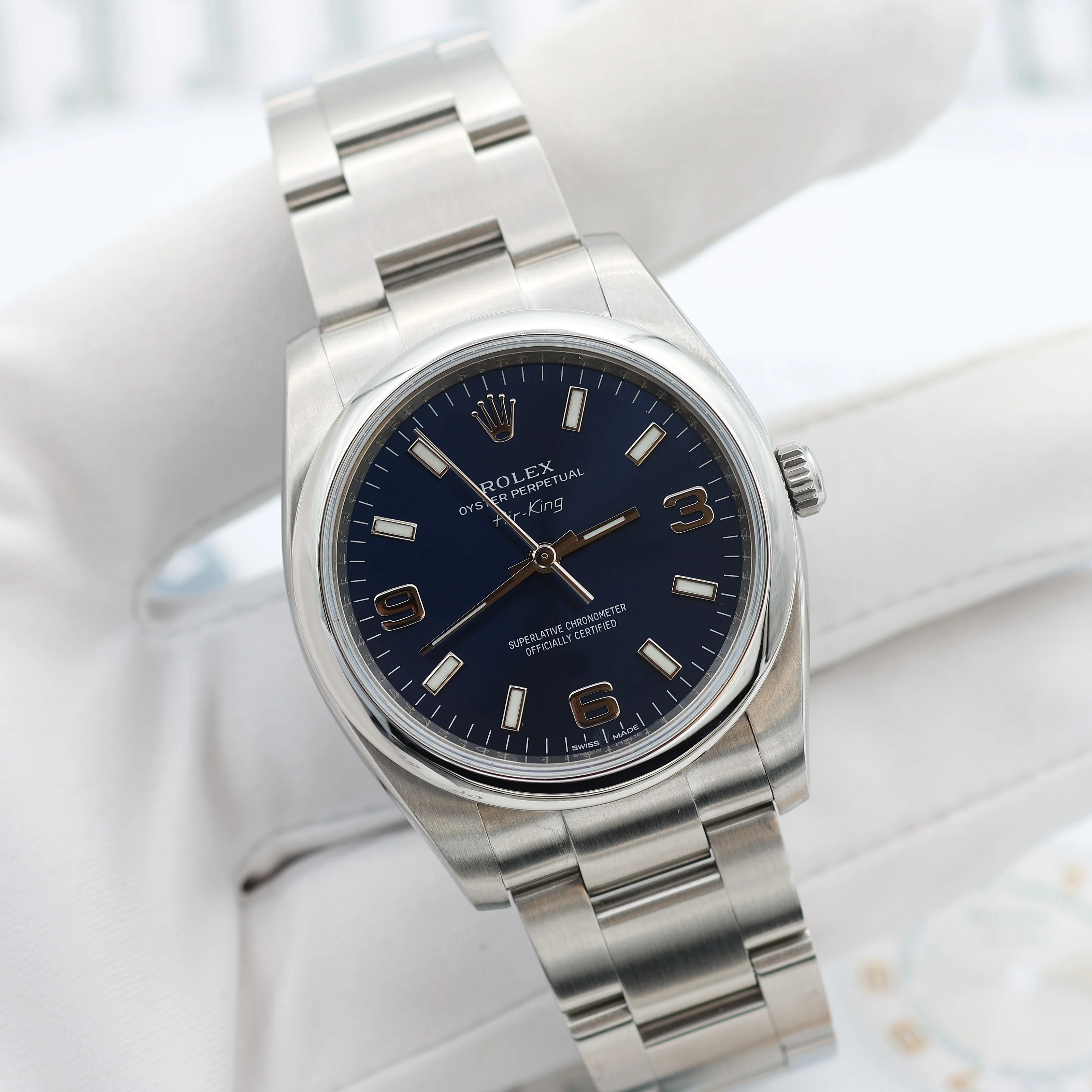 Rolex Oyster Perpetual Airking ref. 114200 Dial Blue 3-6-9 - Full Set - Image 7