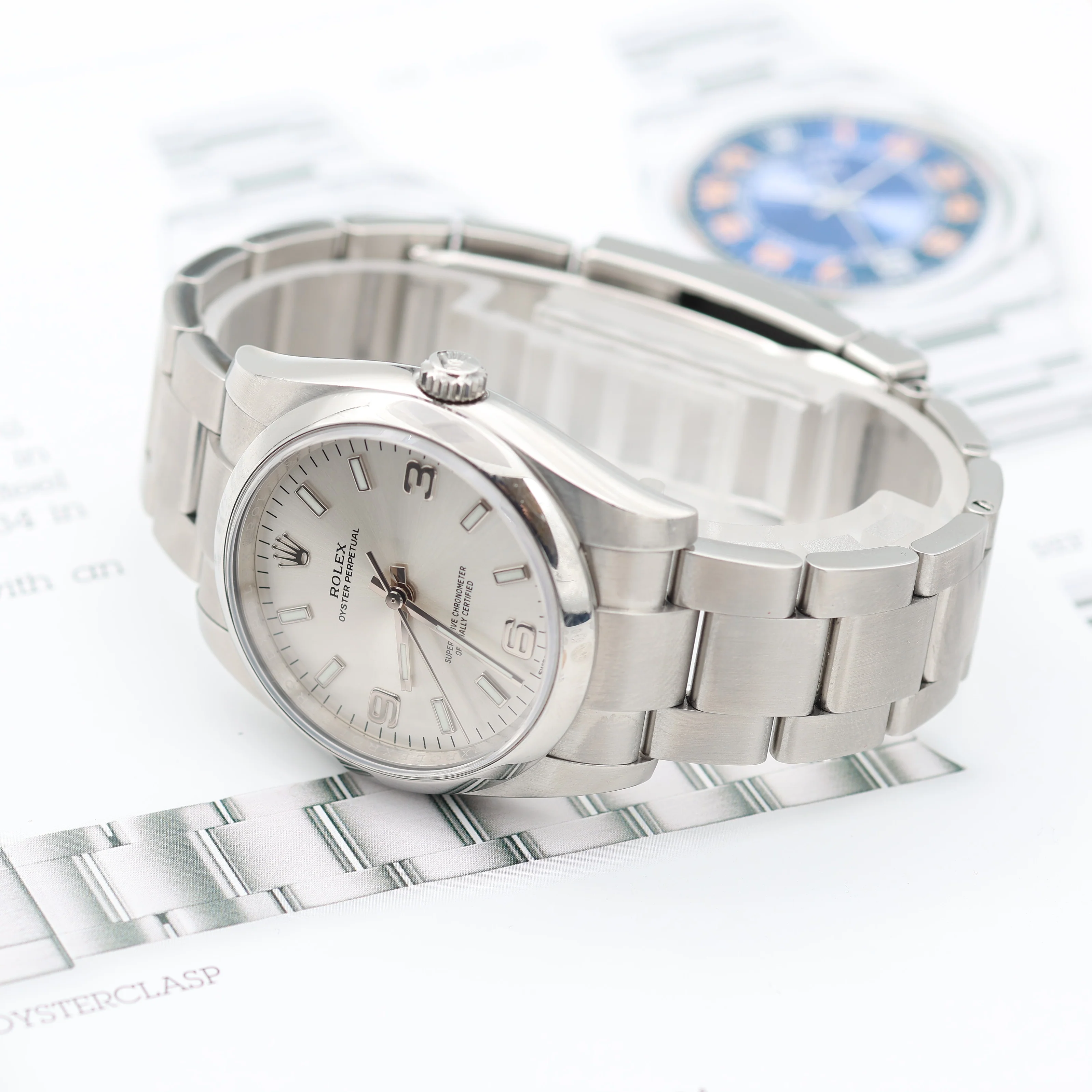 Rolex Oyster Perpetual ref. 114200 Dial Silver 3-6-9 - Full Set - Image 7