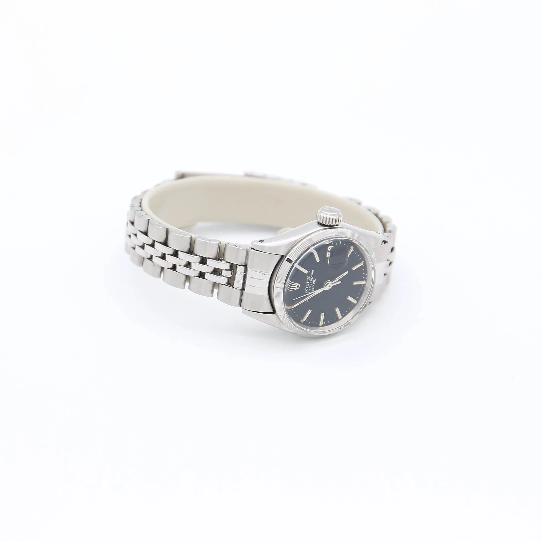 Rolex Date Lady ref. 6519 Black Dial Jubilee Bracelet - Image 4