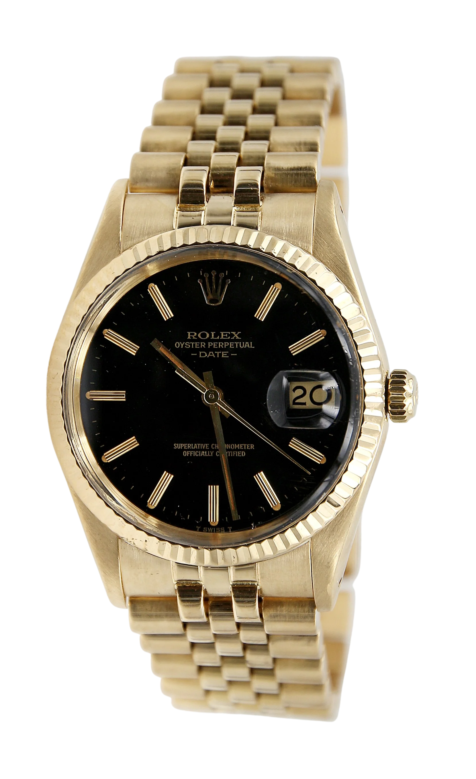 Rolex Date ref. 1503/8 18K Gold Black dial Jubilee bracelet