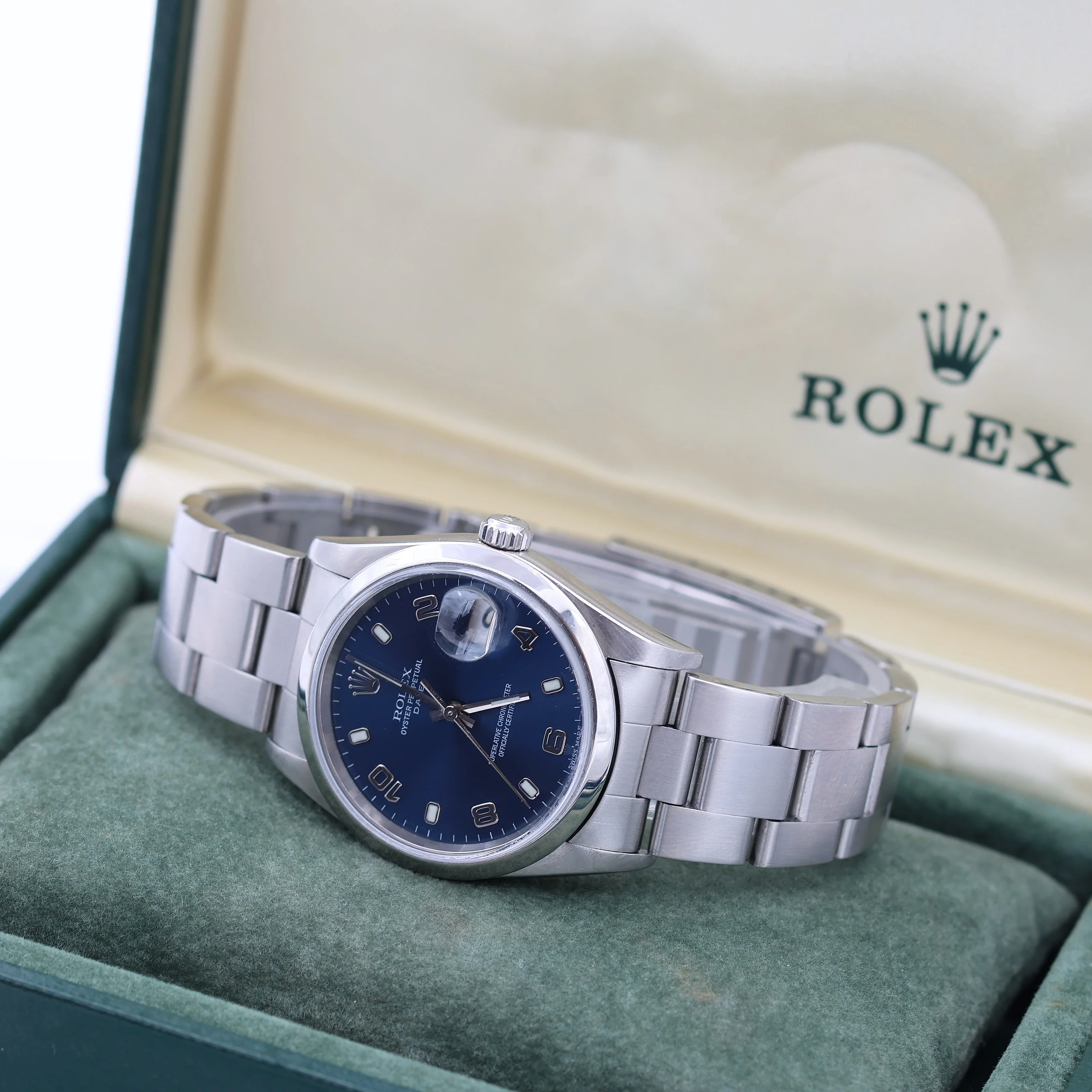 Rolex Date ref. 15200 Blue Arabic Dial Oyster Bracelet - Full Set - Image 2