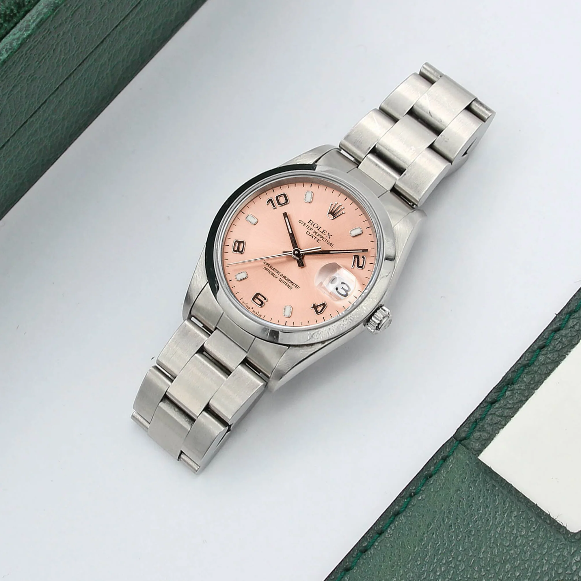 Rolex Date ref. 15200 Salmon Arabic Dial Oyster Bracelet - Image 2