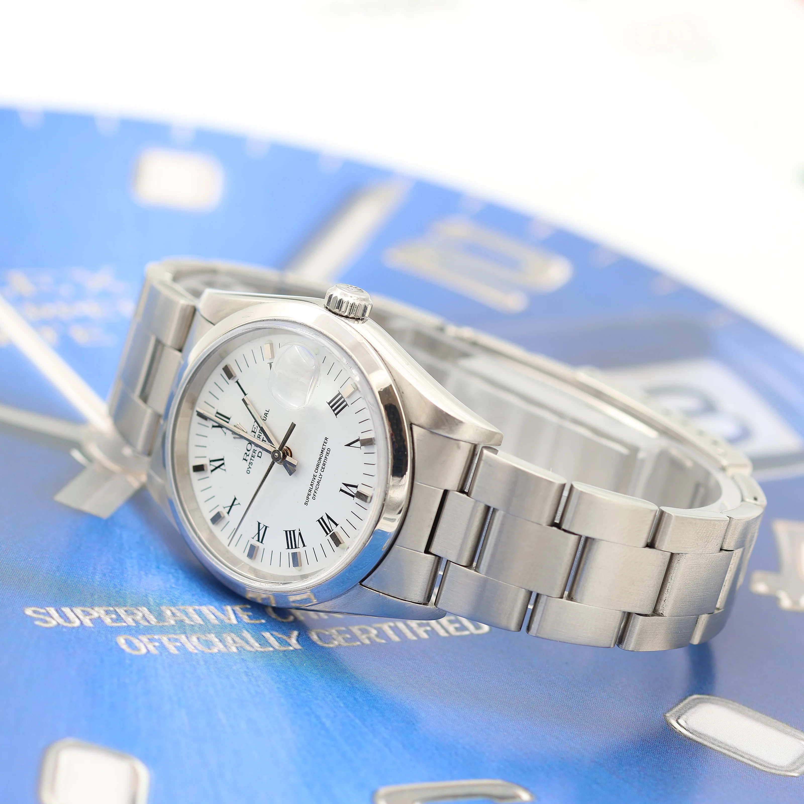 Rolex Date ref. 15200 White Roman Dial with Oyster Bracelet - Full Set - Image 11