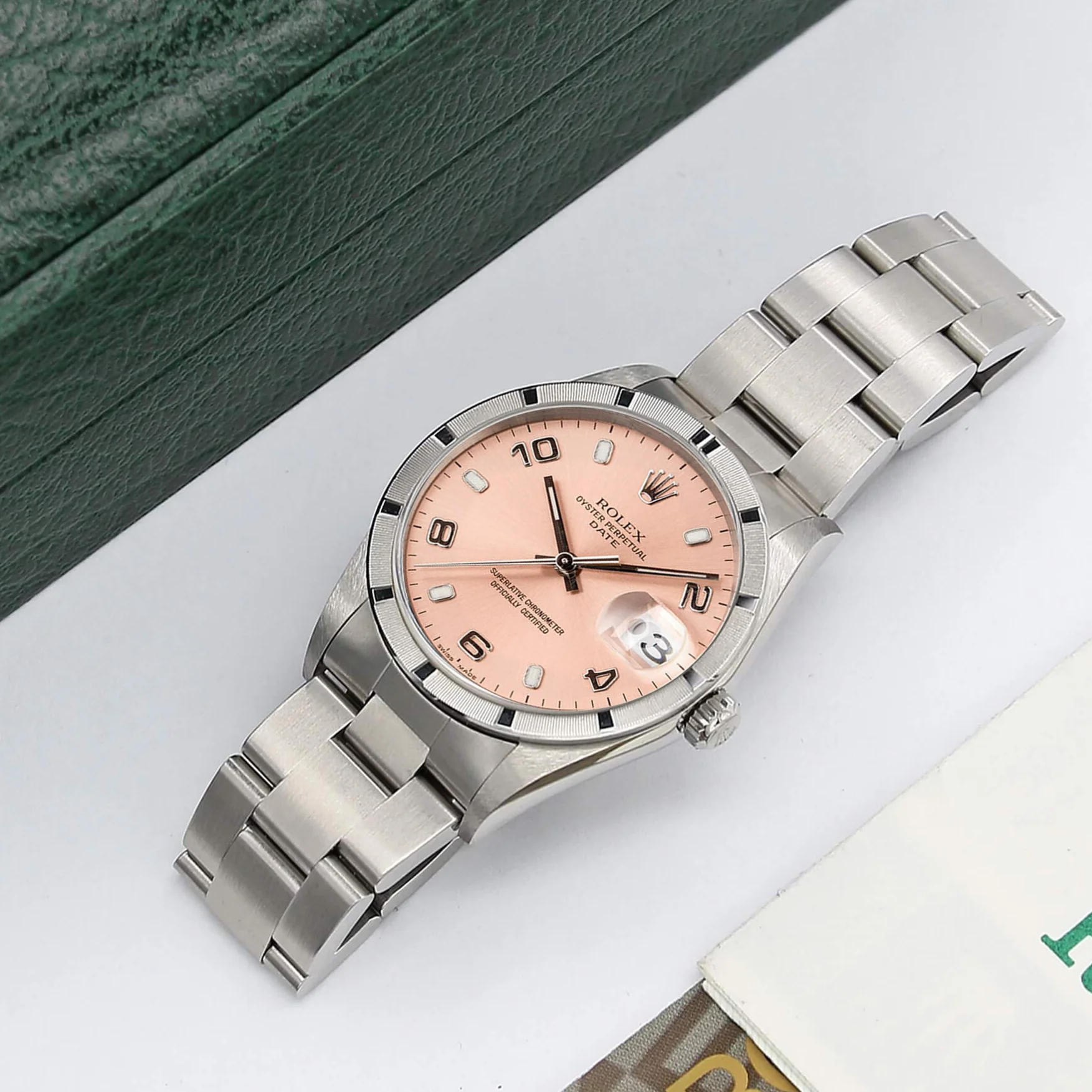 Rolex Date ref. 15210 - Salmon Arabic Dial - Full Set - Image 3
