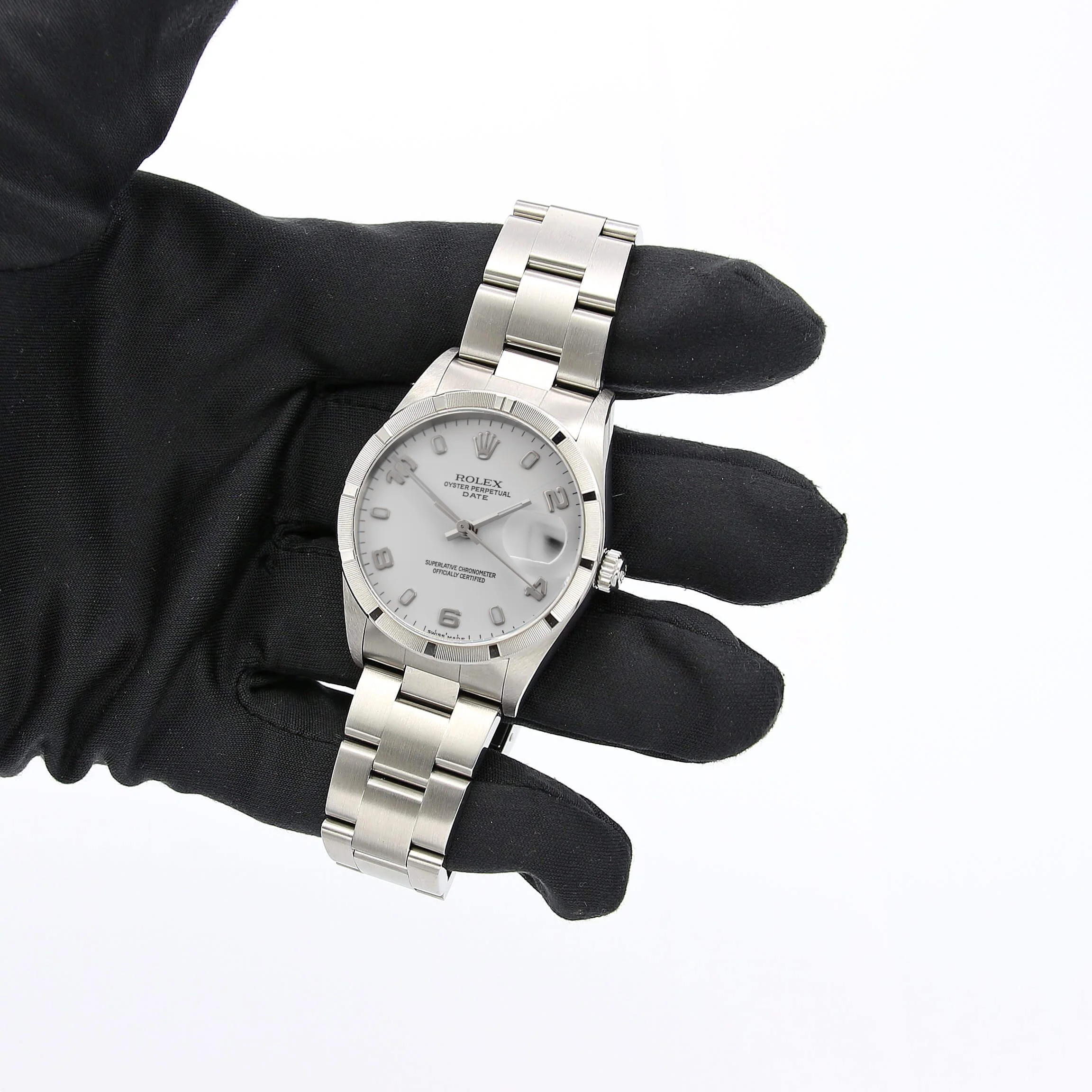 Rolex Date ref. 15210 White Arabic Dial Oyster Bracelet - Image 2