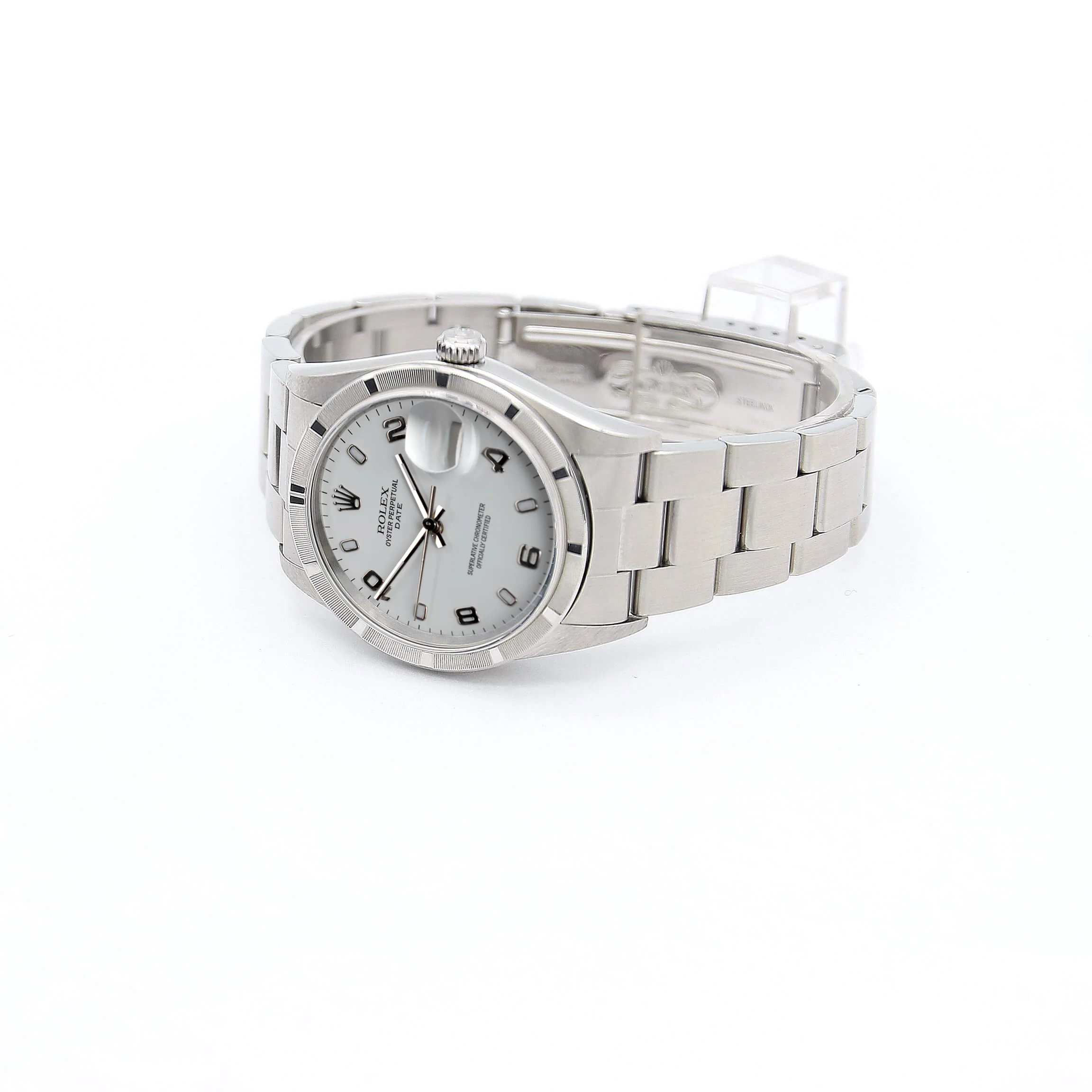 Rolex Date ref. 15210 White Arabic Dial Oyster Bracelet - Image 3