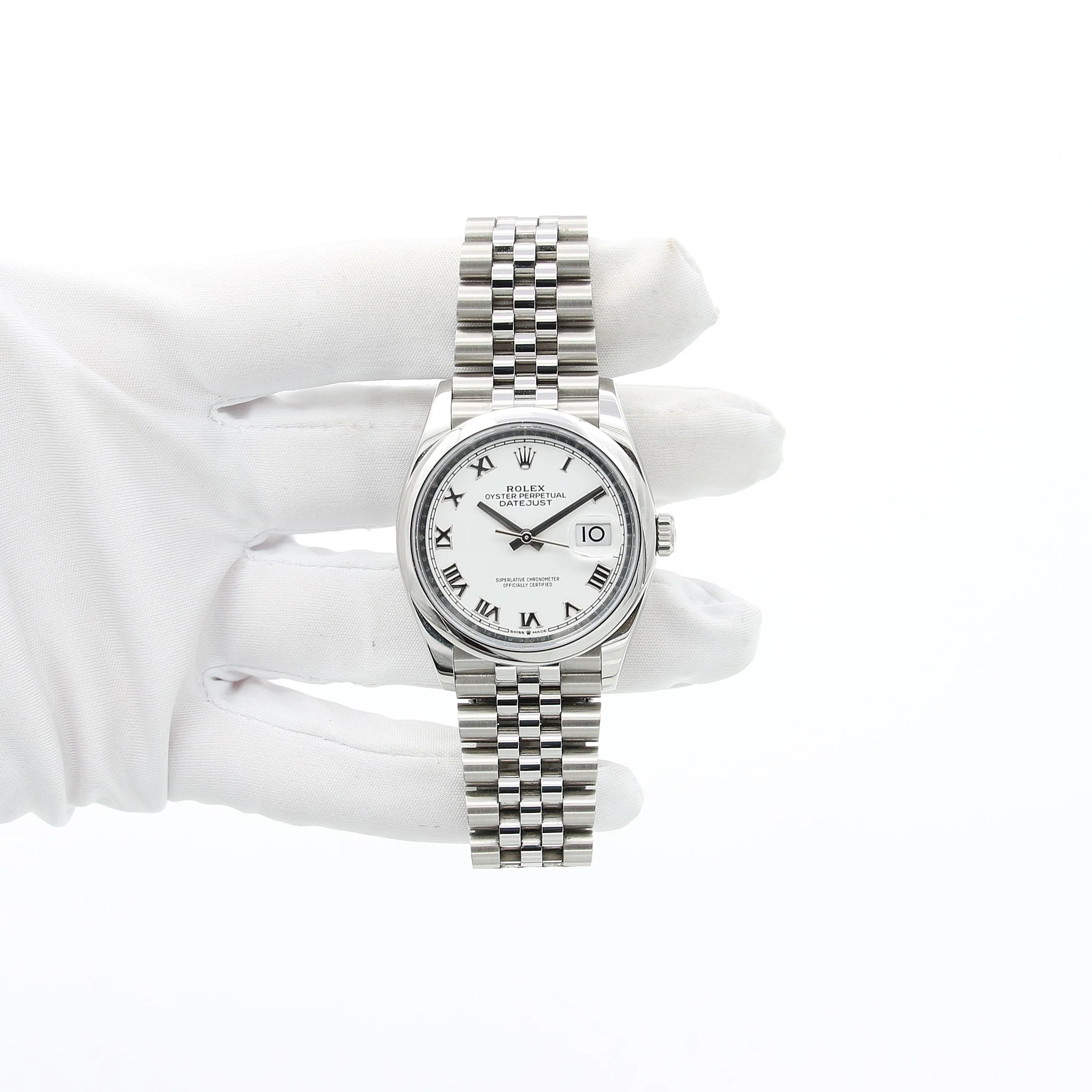 Rolex Datejust 36 126200 White Roman Dial Jubilee bracelet with Card - Image 4