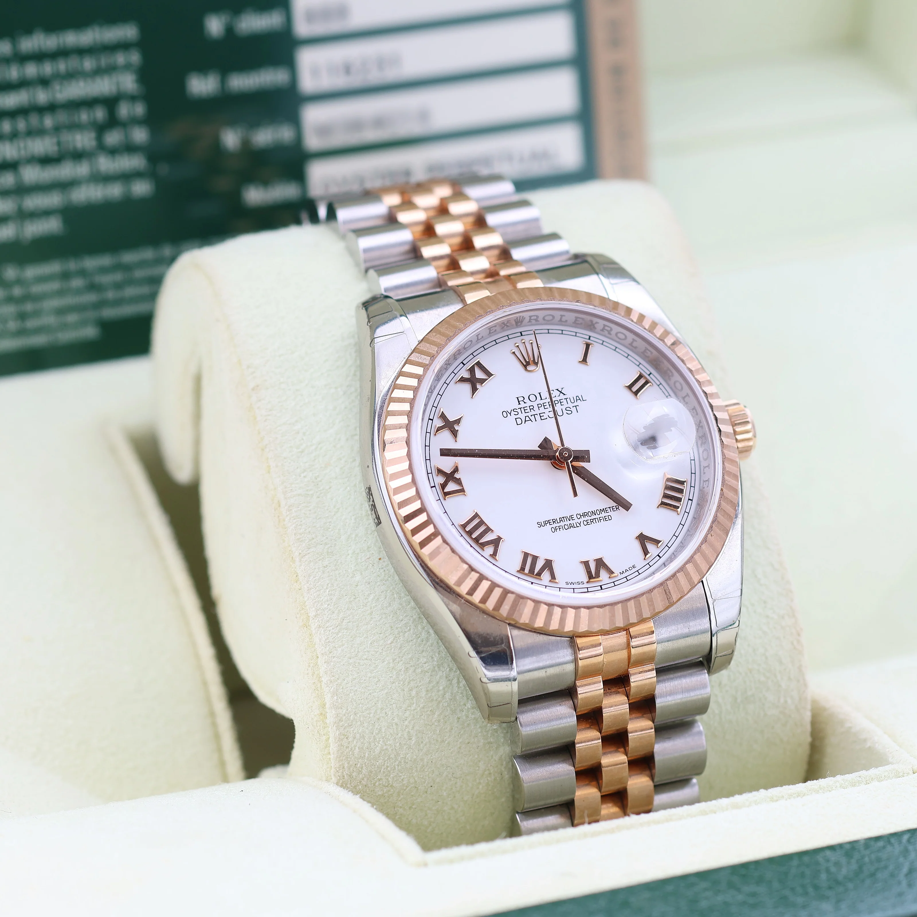 Rolex Datejust 36 ref. 116231 White Roman Dial - Steel/Rose Gold Jubilee - Full Set - Image 2