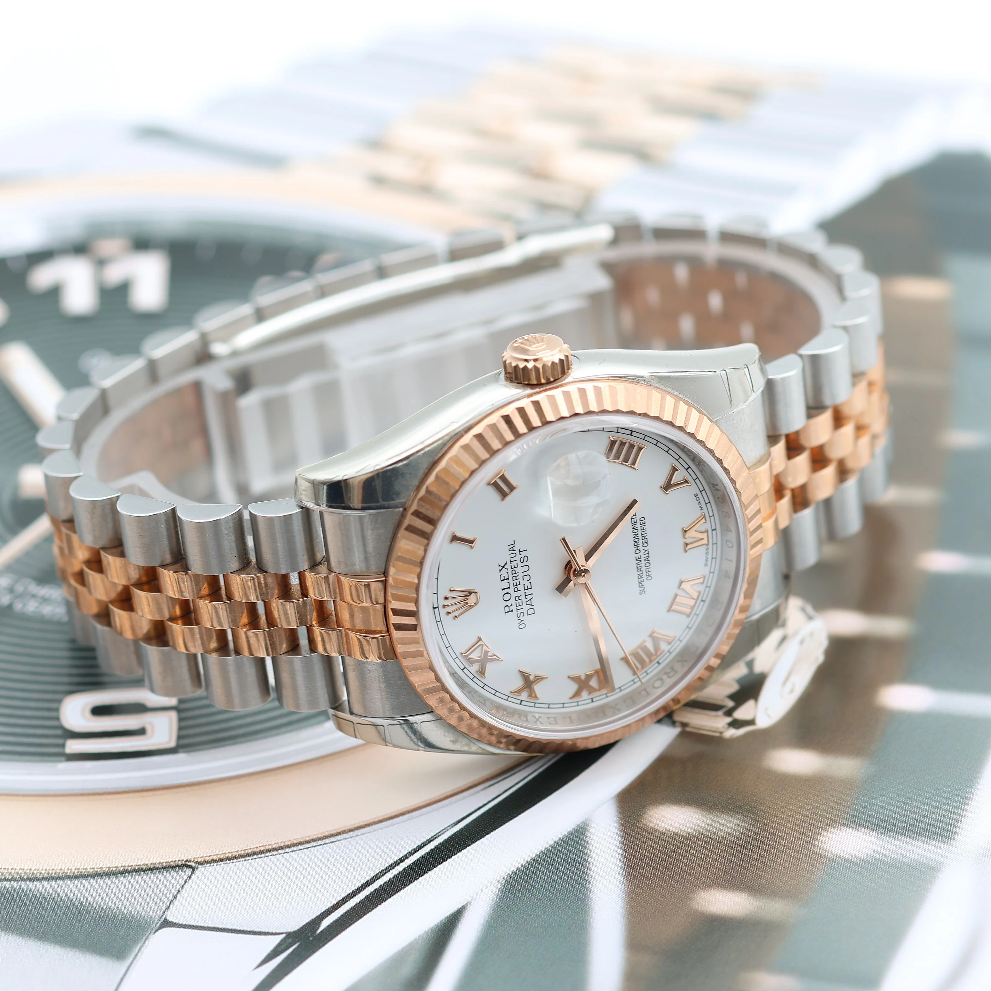 Rolex Datejust 36 ref. 116231 White Roman Dial - Steel/Rose Gold Jubilee - Full Set - Image 8