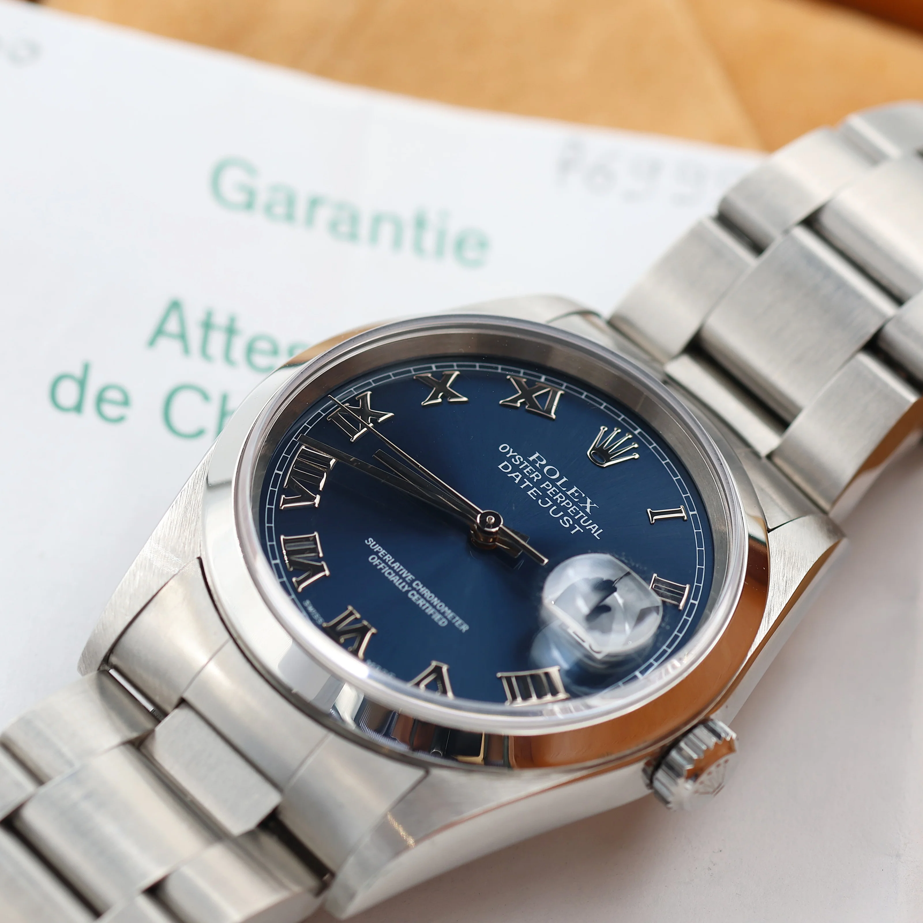 Rolex Datejust 36 ref. 16200 Blue Roman Dial - Oyster - Full Set - Image 2