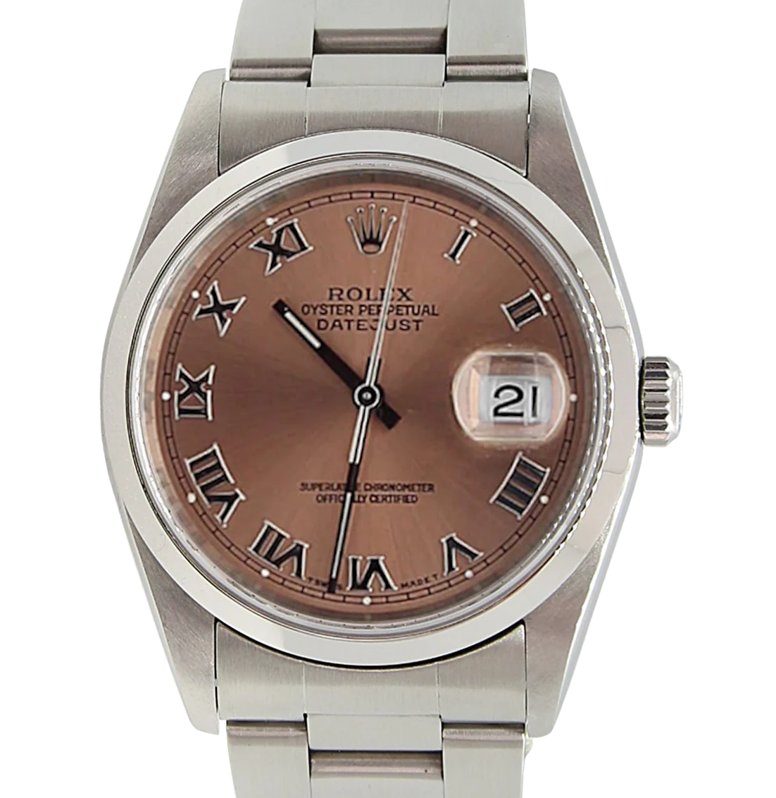 Rolex Datejust 36 ref. 16200 - Salmon Roman Dial Oyster Bracelet - Full Set - Image 3