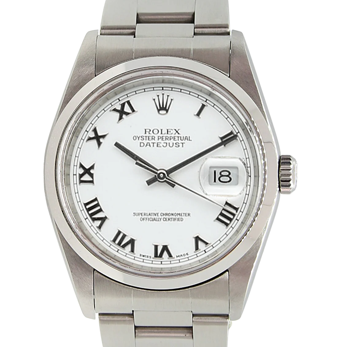 Rolex Datejust 36 ref. 16200 - White Big Roman Dial Oyster Bracelet - Full Set - Image 4