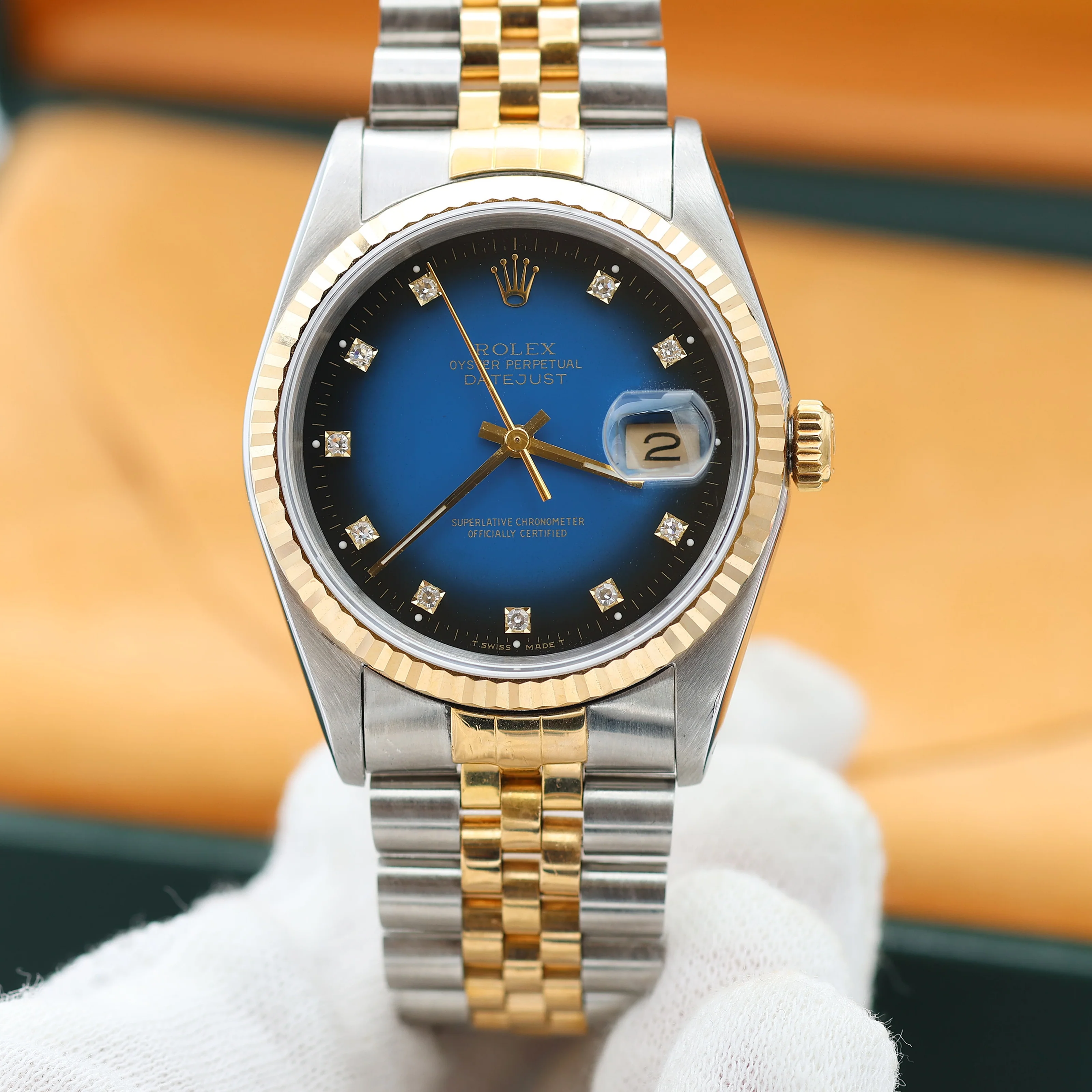 Rolex Datejust 36 ref. 16233 Blue Degradee Diamonds dial - Jubilee Bracelet - Full Set - Image 3