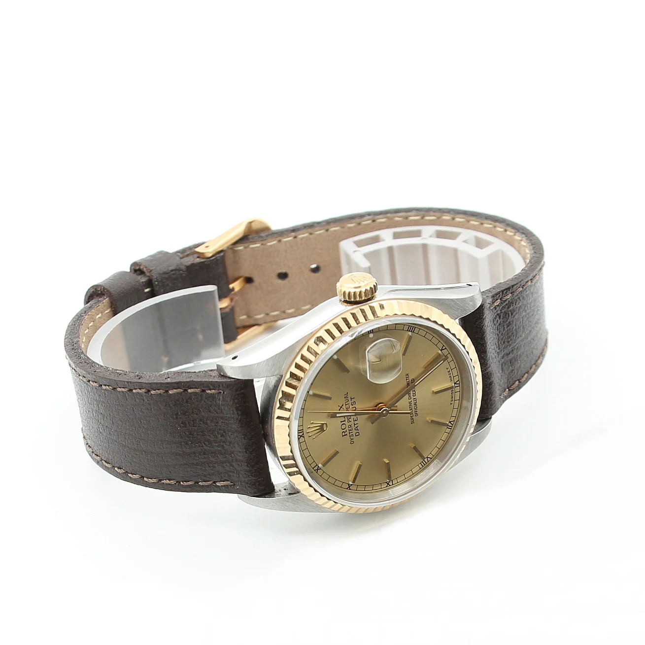 Rolex Datejust 36 ref. 16233 Champagne dial - Leather Strap - Image 4