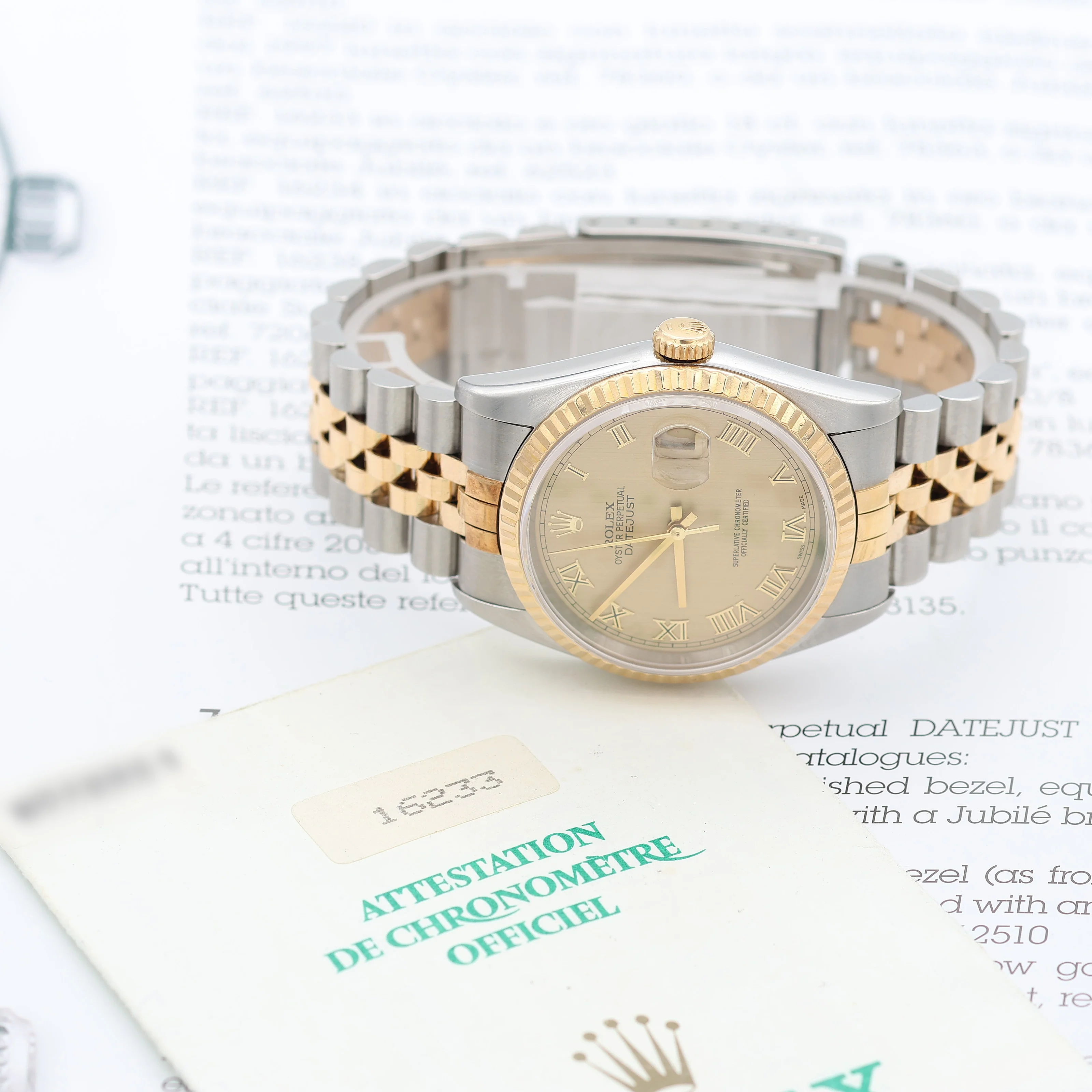 Rolex Datejust 36 ref. 16233 Champagne Roman dial - Full Set - Image 7