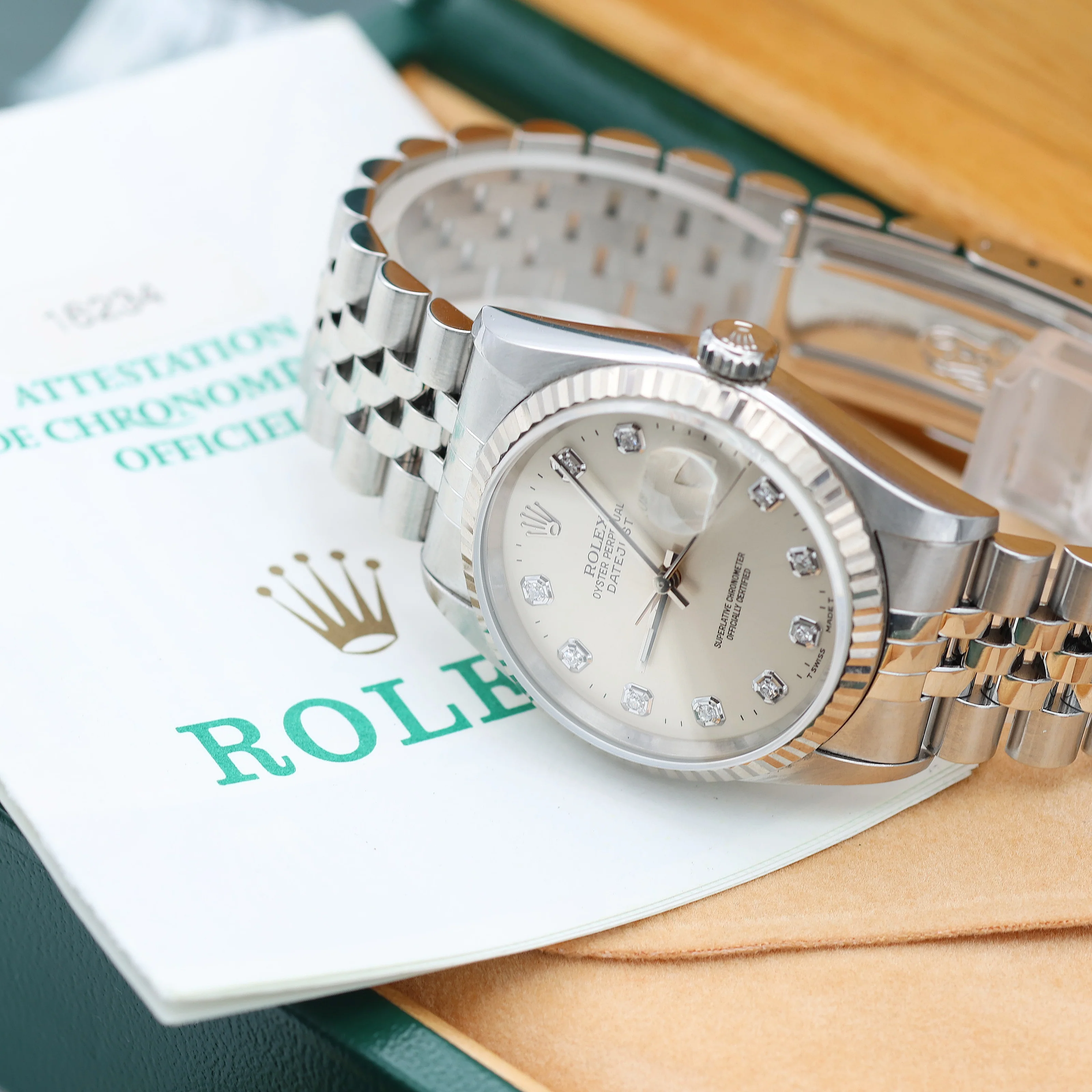 Rolex Datejust 36 ref. 16234 Silver Diamonds Dial - Jubilee Bracelet - Full Set - Image 3