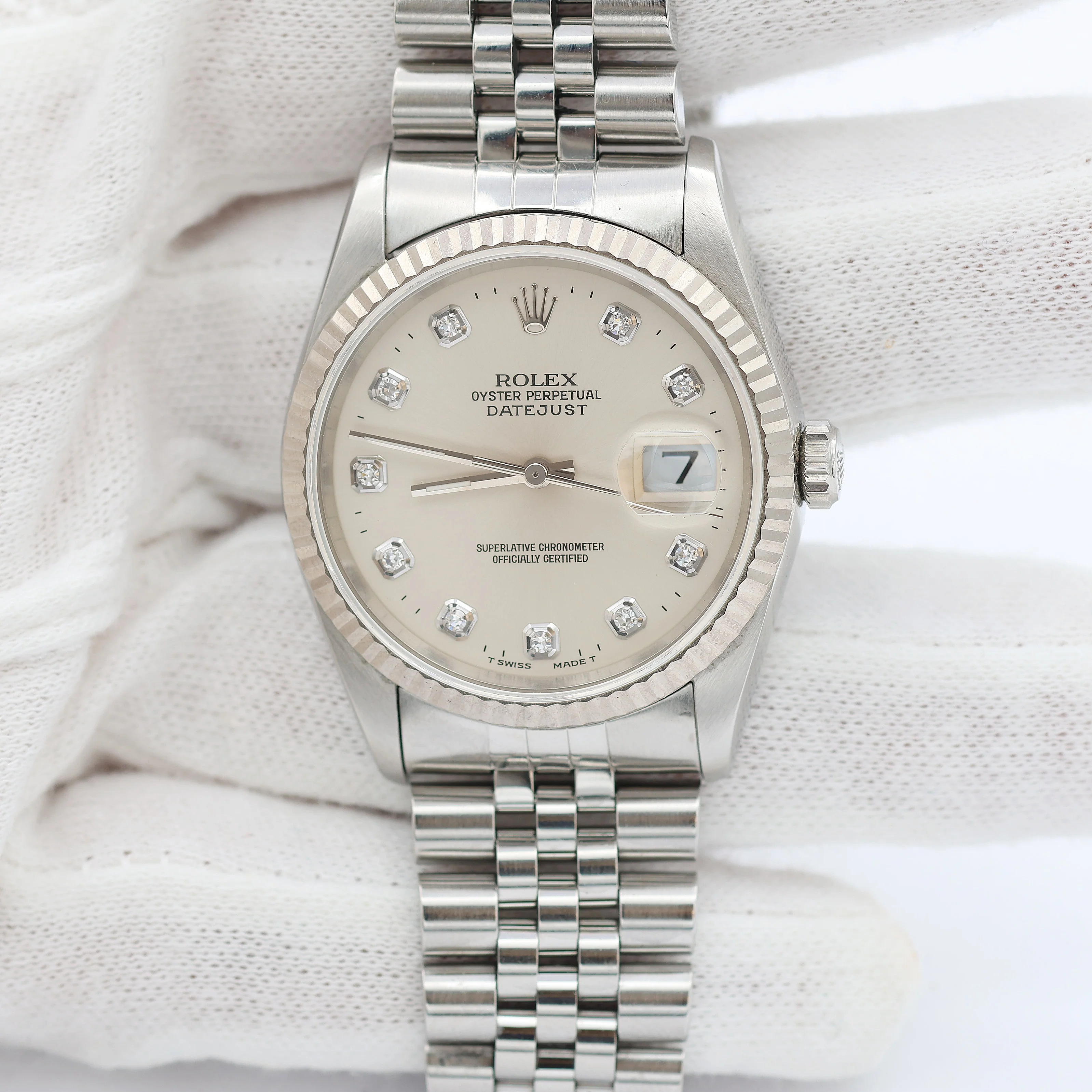 Rolex Datejust 36 ref. 16234 Silver Diamonds Dial - Jubilee Bracelet - Full Set - Image 5