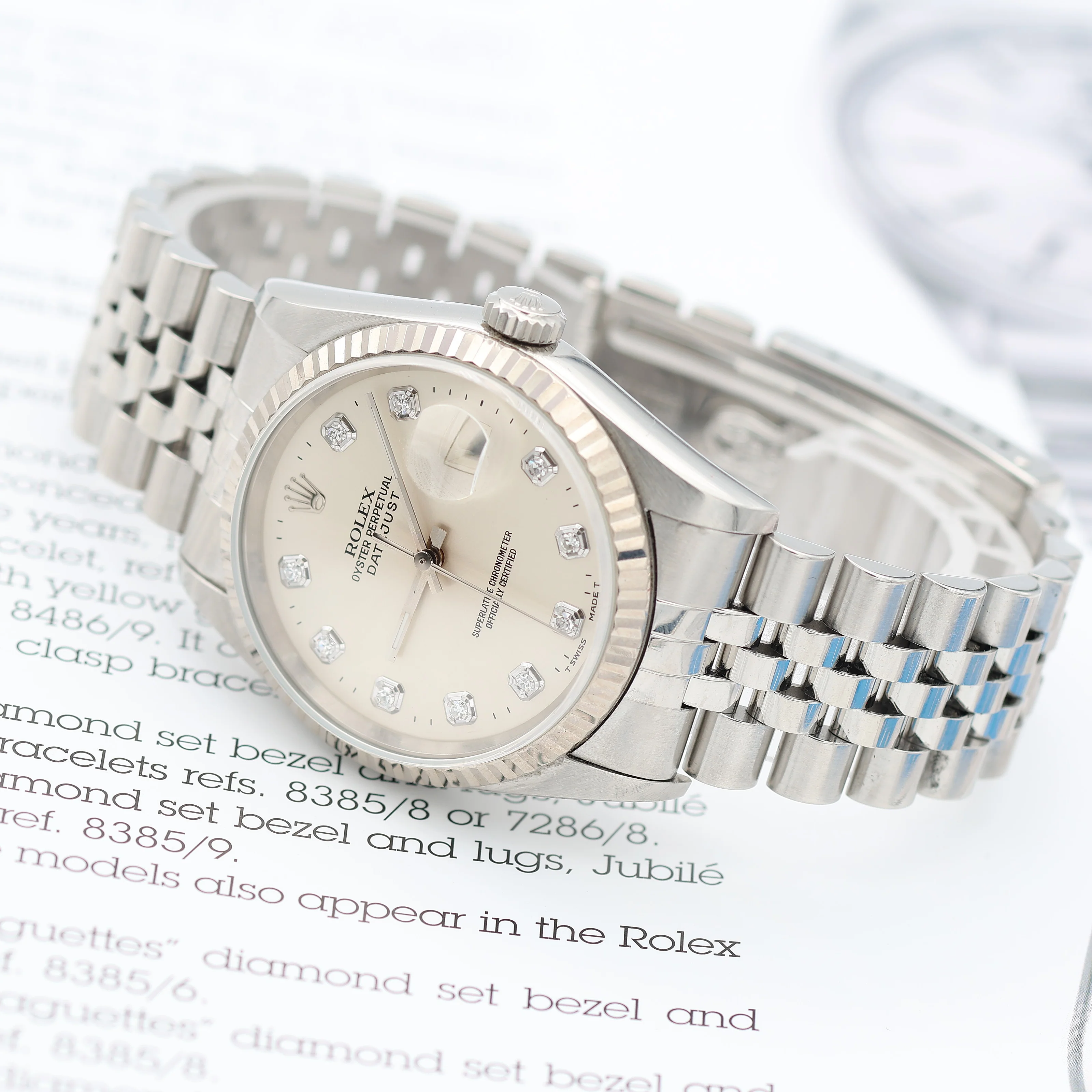 Rolex Datejust 36 ref. 16234 Silver Diamonds Dial - Jubilee Bracelet - Full Set - Image 6
