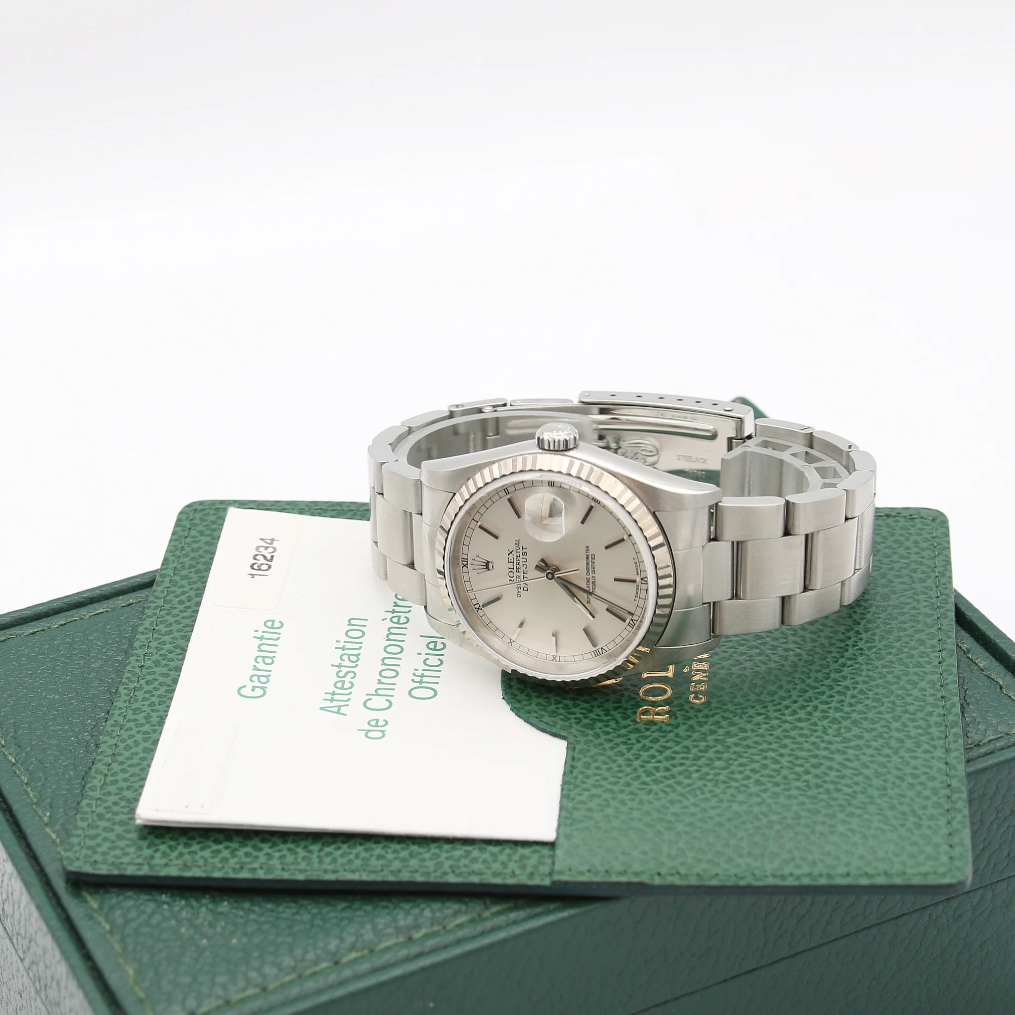 Rolex Datejust 36 ref. 16234 Silver Linen Dial -  Oyster - Full Set - Image 2