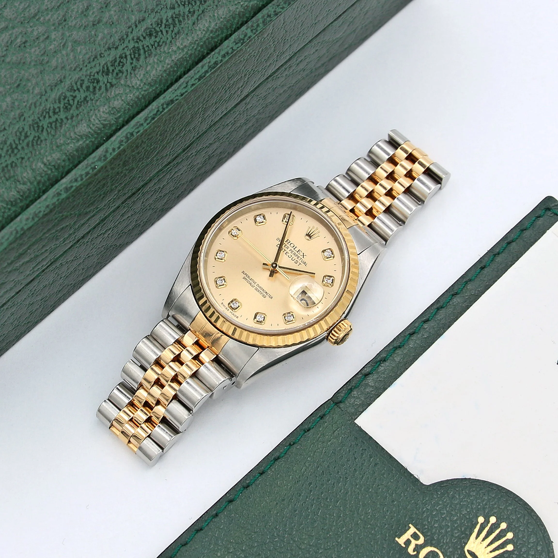 Rolex Datejust 36 ref. ref. 16233G Champagne Big Diamonds dial - FULL SET - Image 2