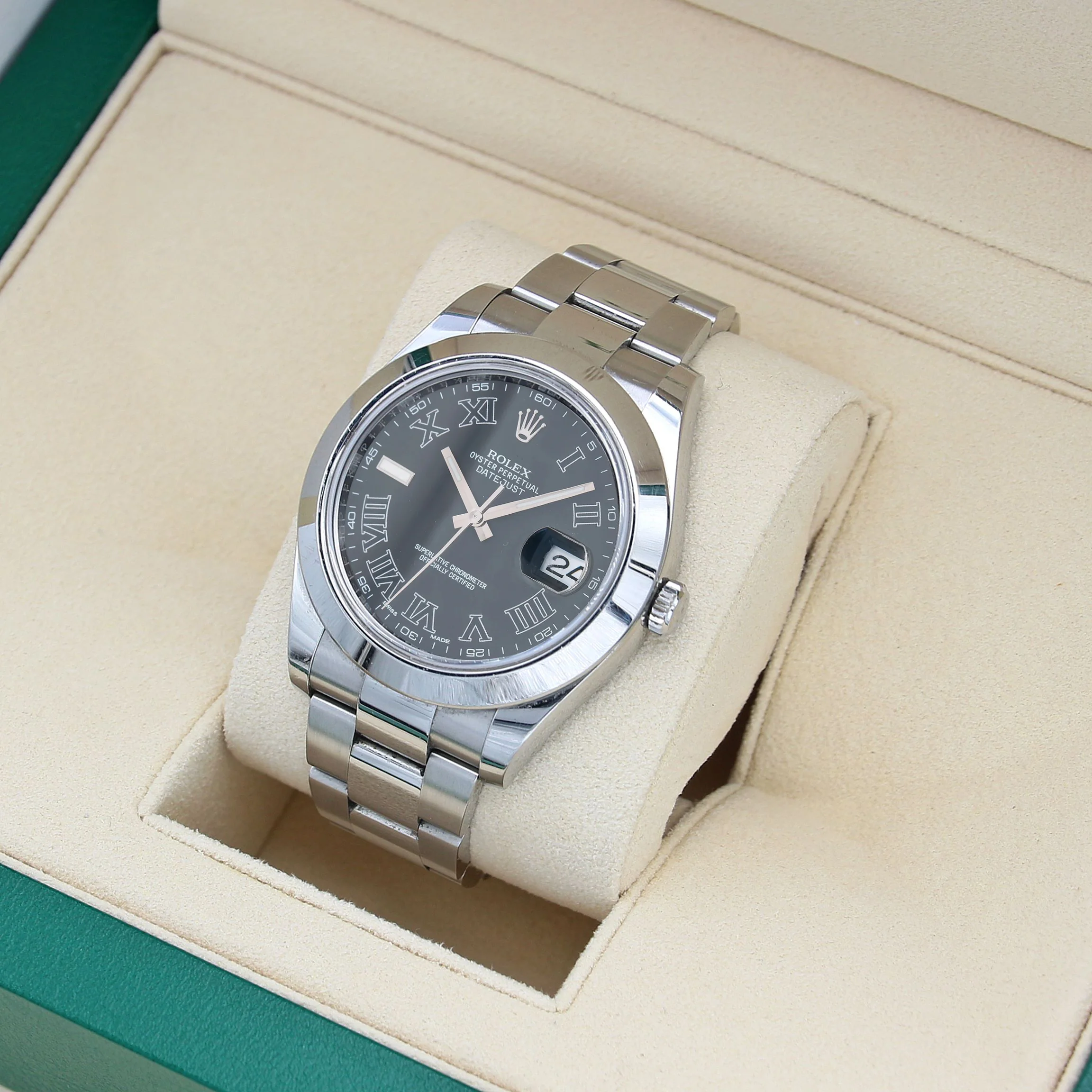 Rolex Datejust 41 ref. 116300 Black Roman Dial - Oyster Bracelet - Full Set