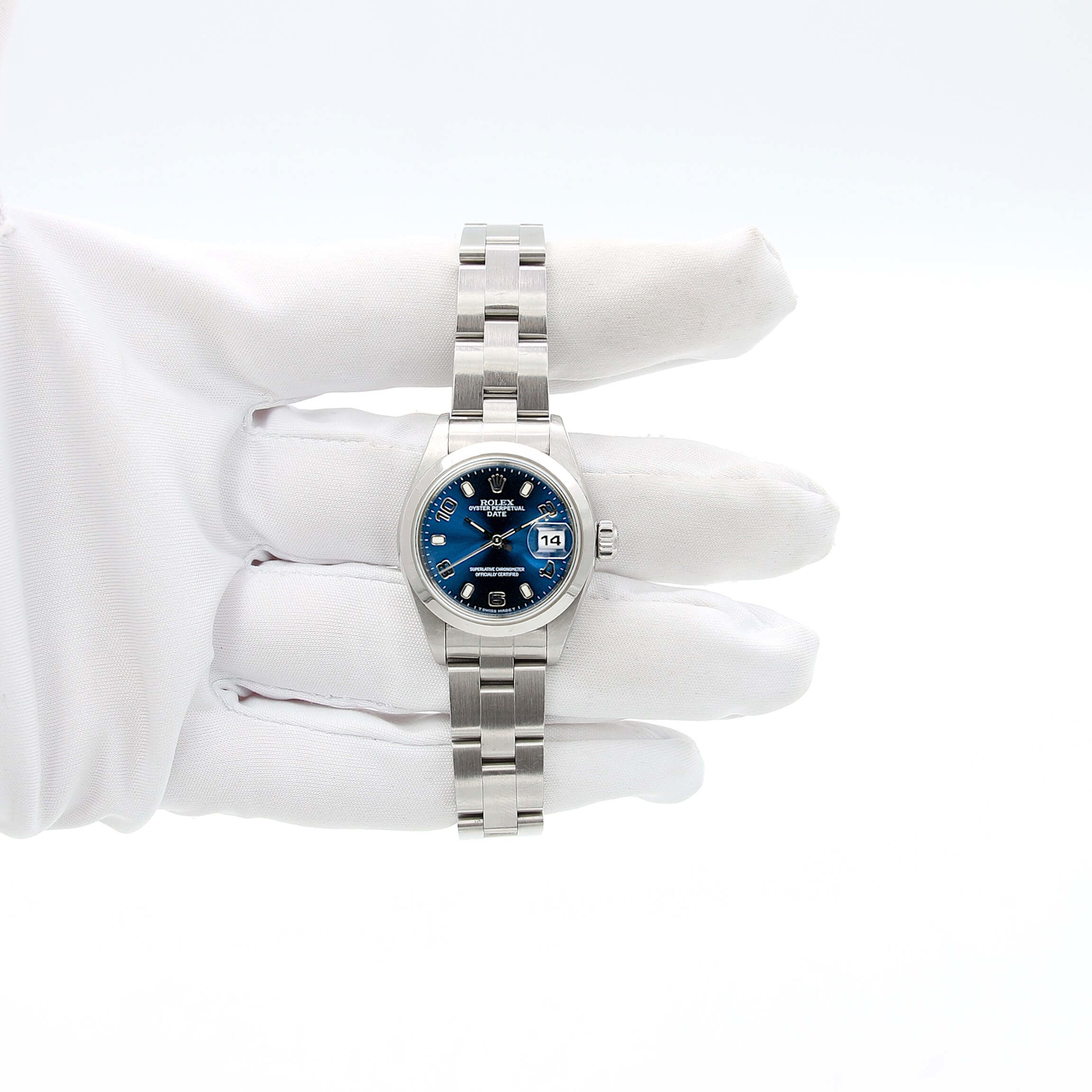 Rolex Oyster Perpetual Lady-Date  ref. 69160 Blue 3-6-9 Dial - with Papers - Image 2