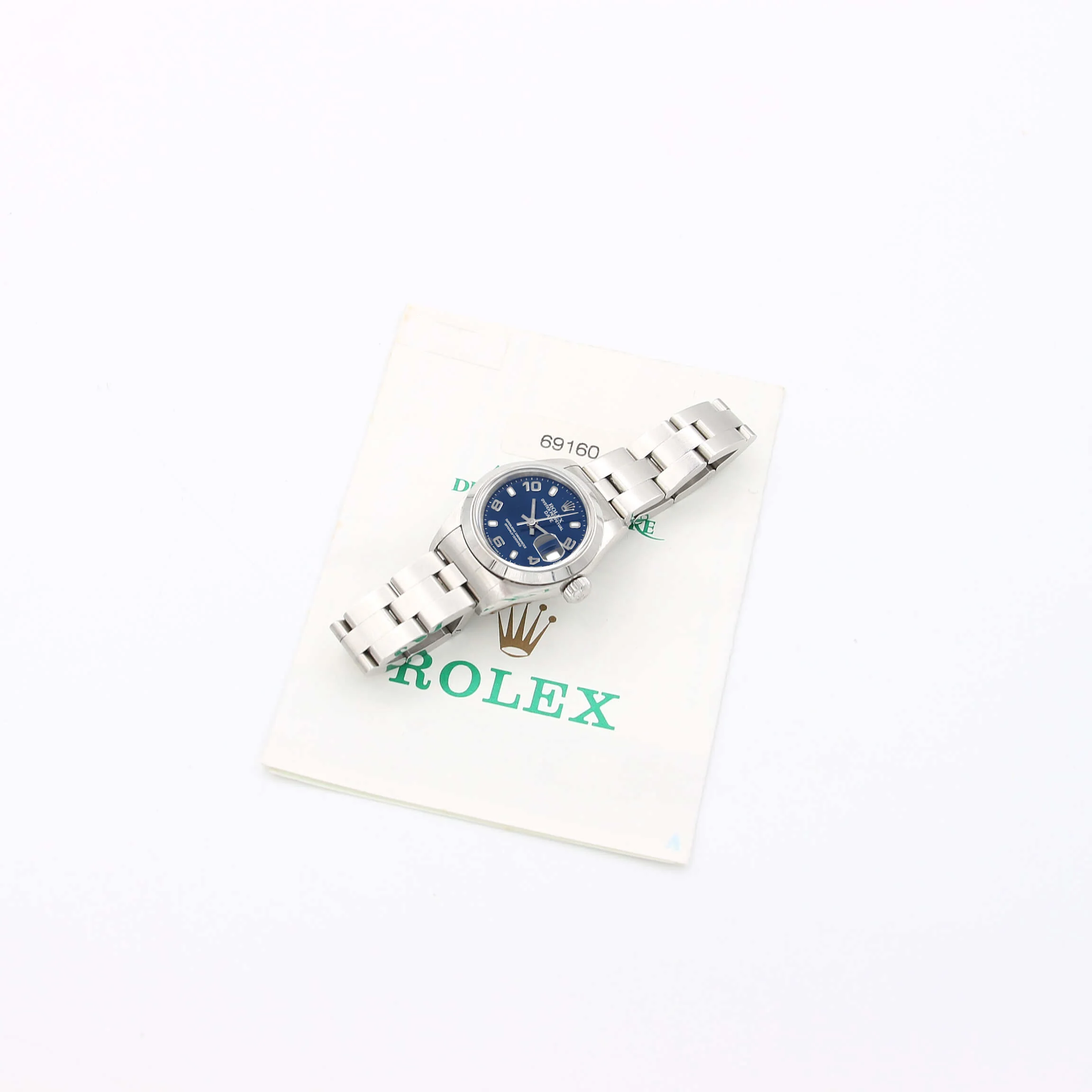 Rolex Oyster Perpetual Lady-Date  ref. 69160 Blue 3-6-9 Dial - with Papers - Image 3