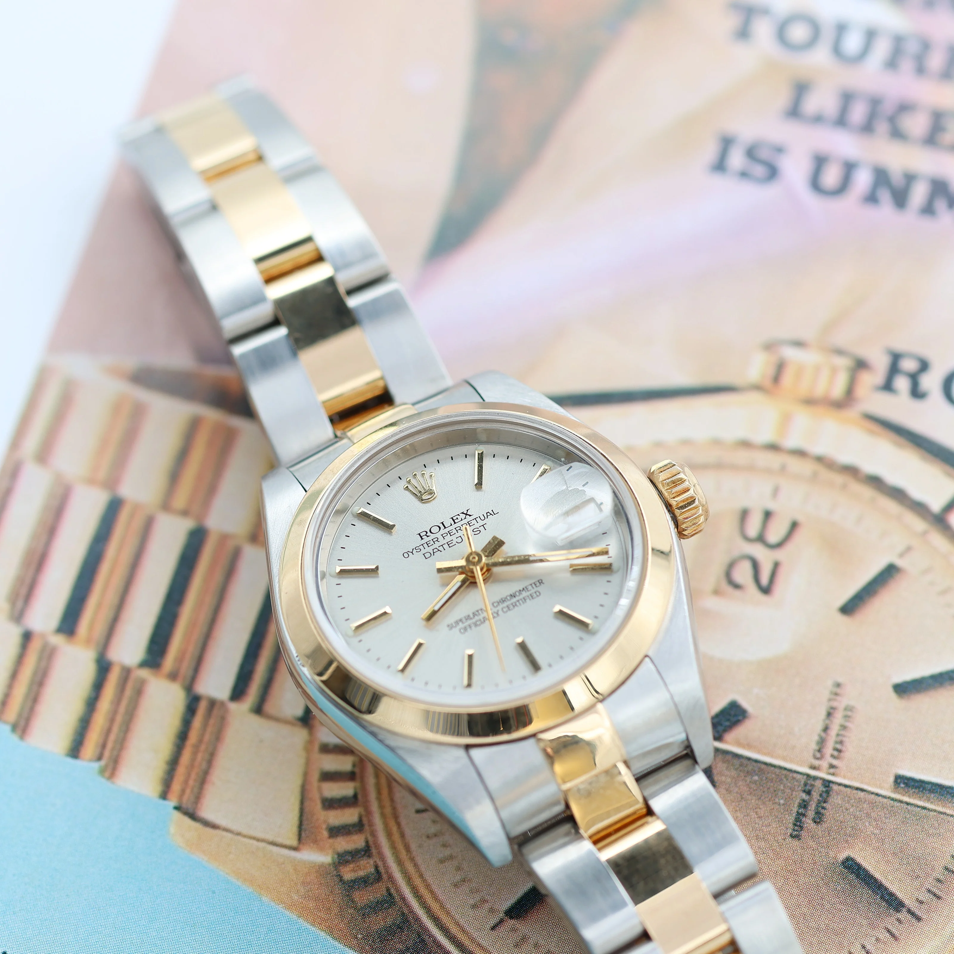 Rolex Datejust Lady ref. 69163 Steel/Gold - Oyster Bracelet - Silver with Golden Index Dial - Image 4