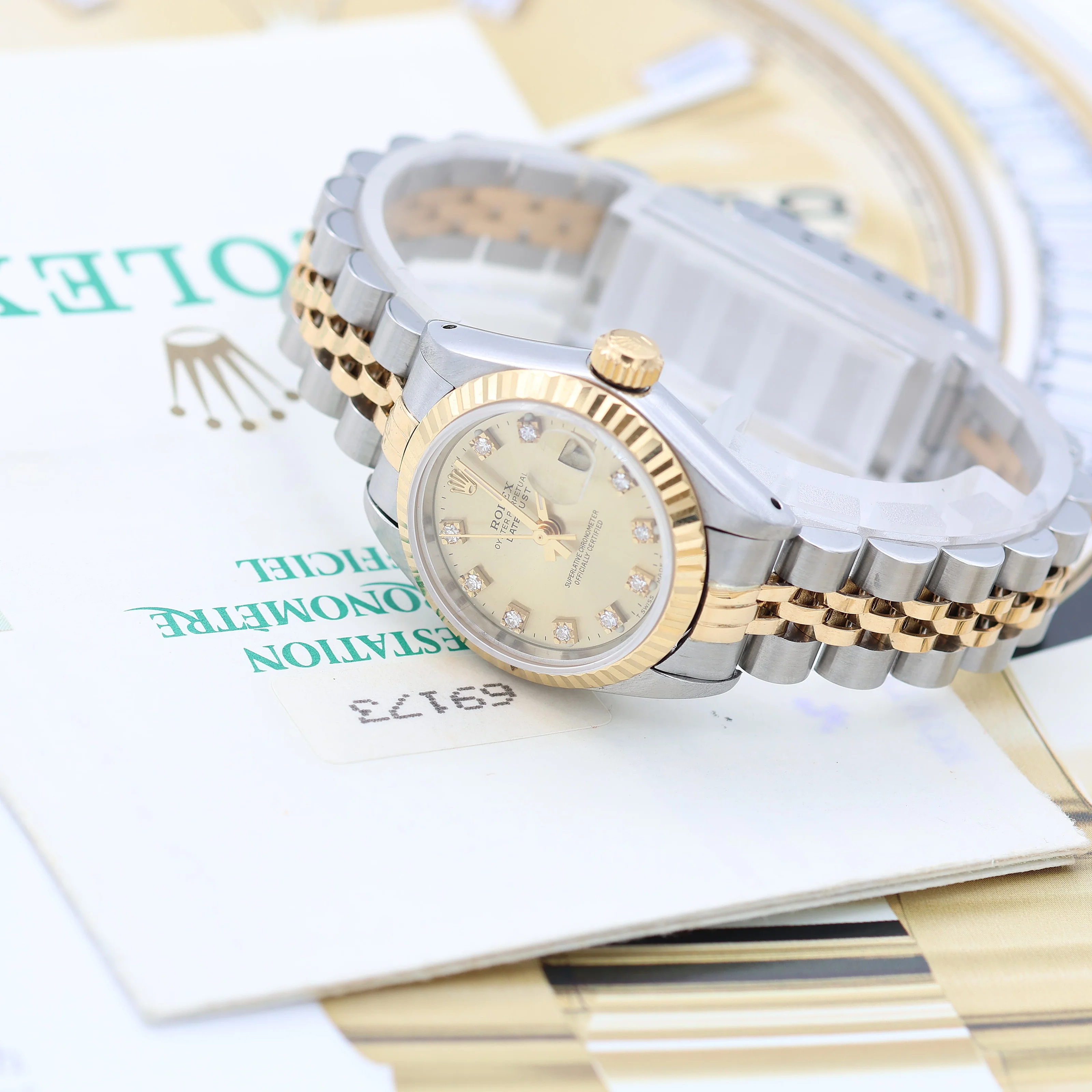 Rolex Datejust Lady ref. 69173 - Champagne Diamonds Dial - Jubilee - Full Set - Image 7