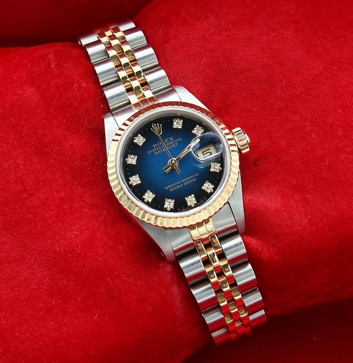 Rolex Datejust Lady ref. 69173 Steel/Gold - Jubilee Bracelet - Blue Degradee Diamonds Dial
